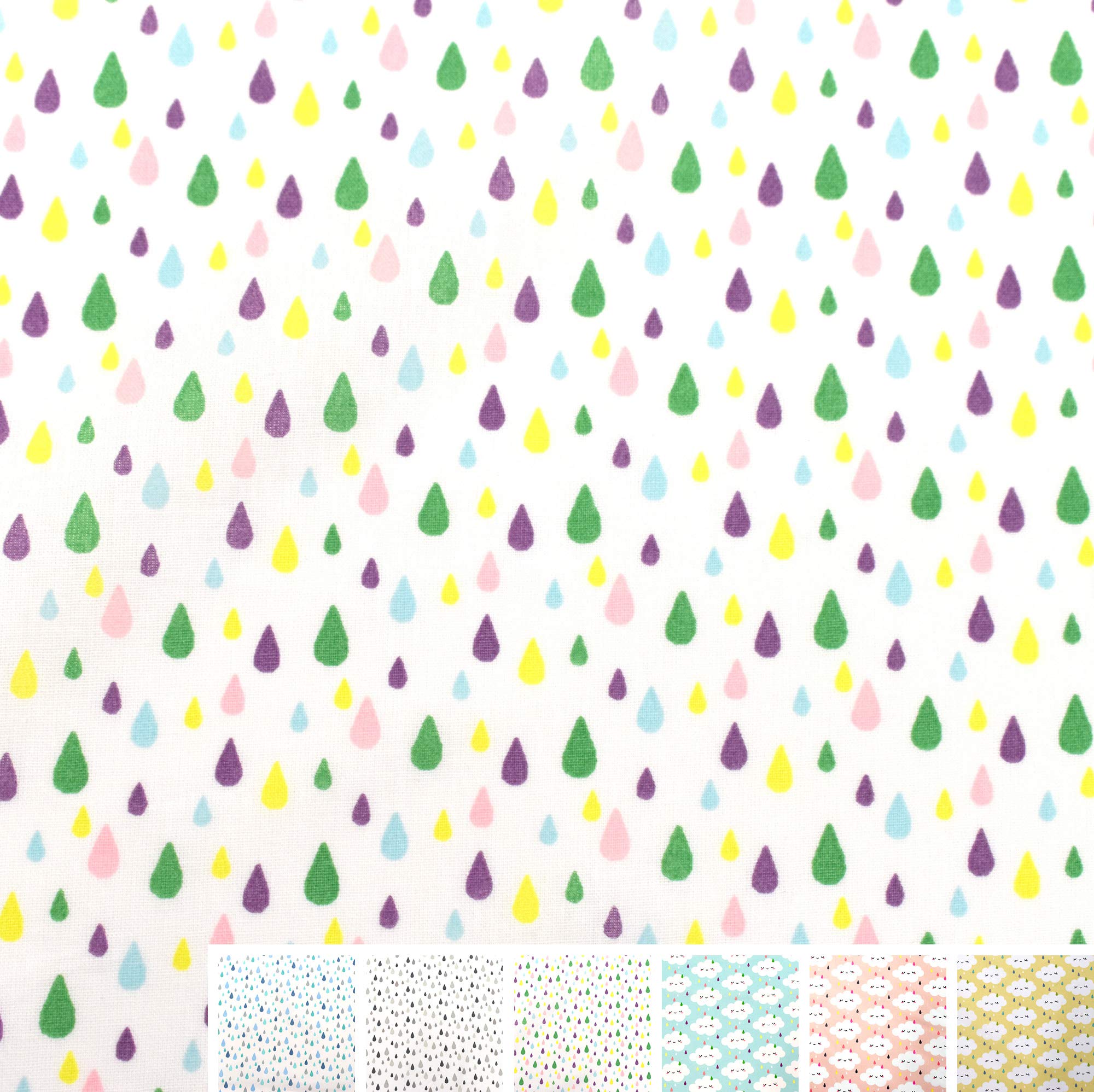 MAGAM-Stoffe Zucker-Regen Baumwollstoff Kinderstoff Oeko-Tex Meterware 50cm (Wolke gelb)