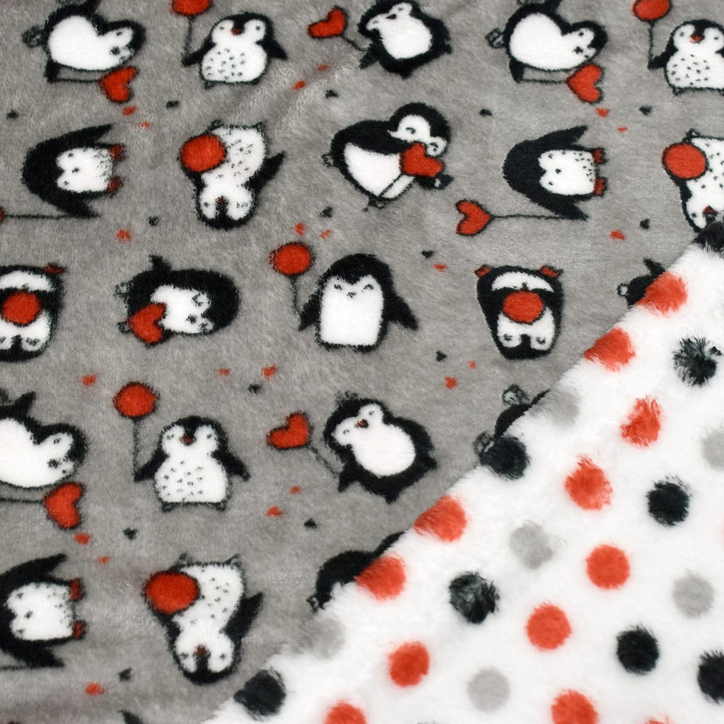 MAGAM-Stoffe Simon Pinguin Wellness Fleece Stoff Meterware 50cm