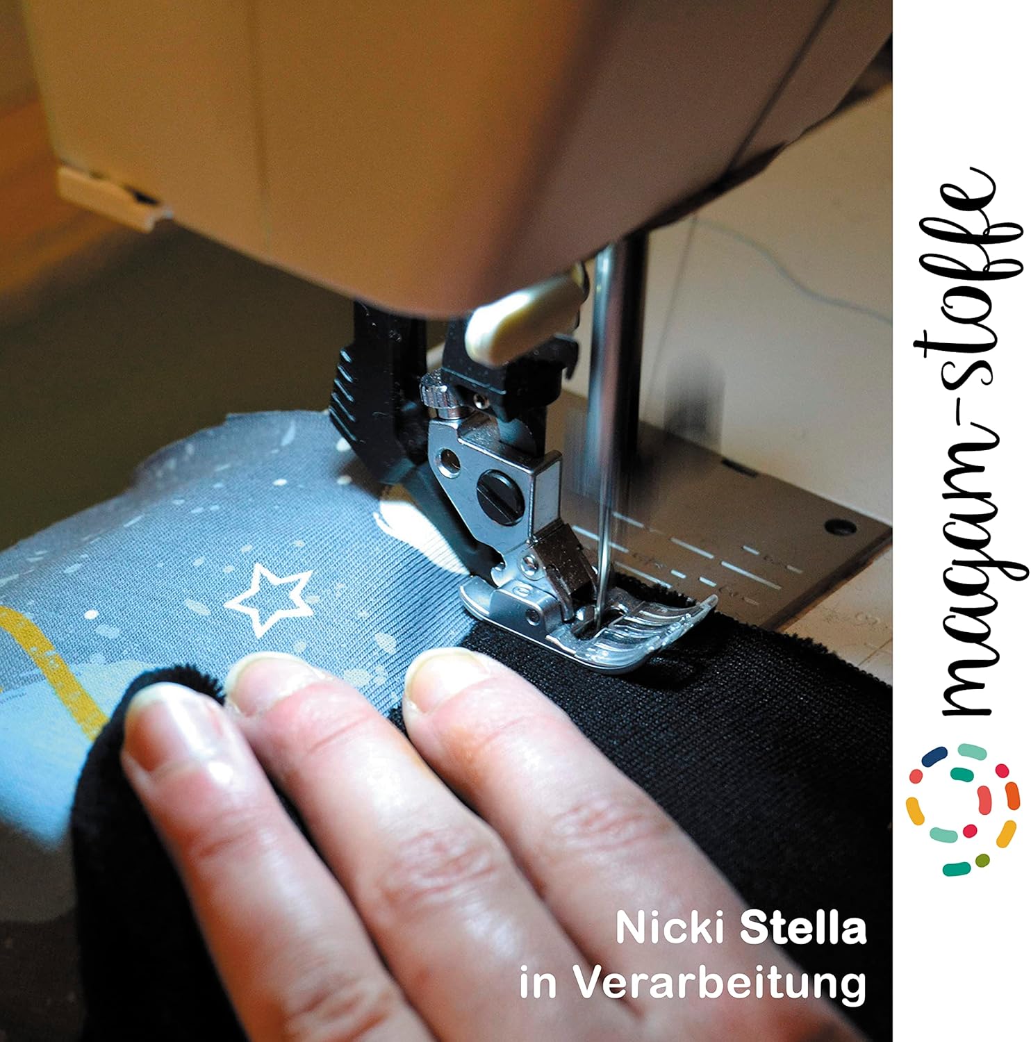 MAGAM-Stoffe Stella Nicki Stoff uni Oeko-Tex Meterware 50cm (32. Schwarz)