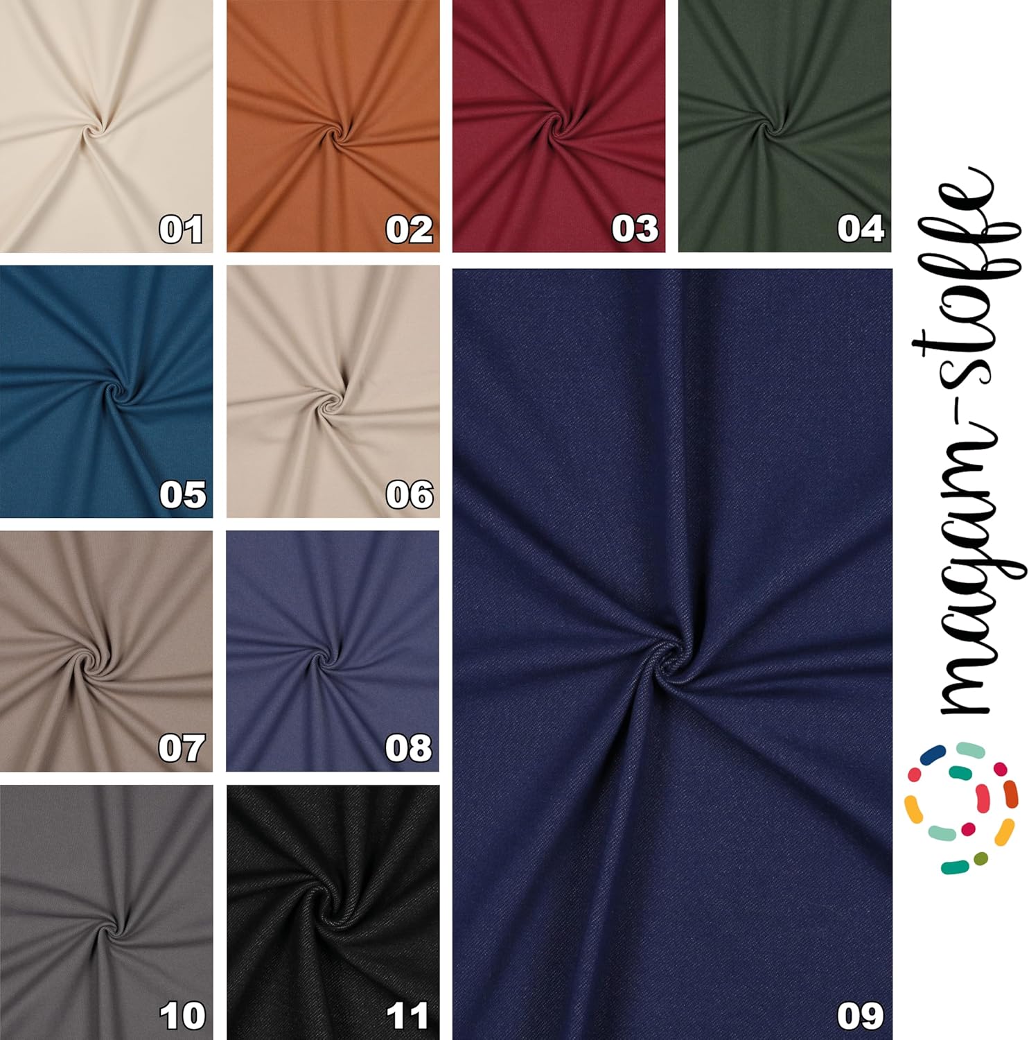 MAGAM-Stoffe Jonas Stretchjeans uni Denim Jeansstoff OEKO-TEX Meterware 50cm (01. Natur weiß)