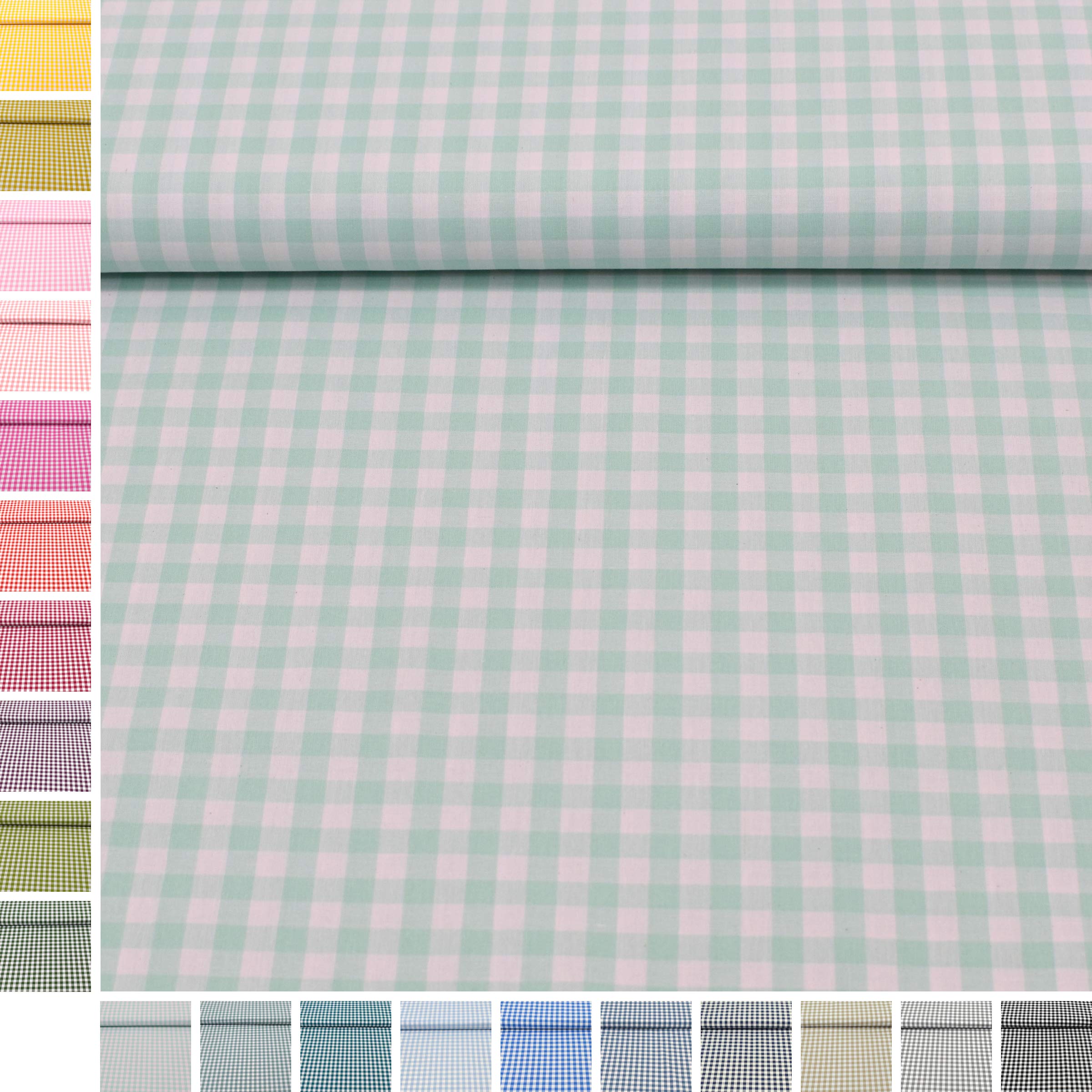 MAGAM-Stoffe Mona Vichy-Karo groß Baumwollstoff Oeko-Tex Meterware 50cm (20. Schwarz)