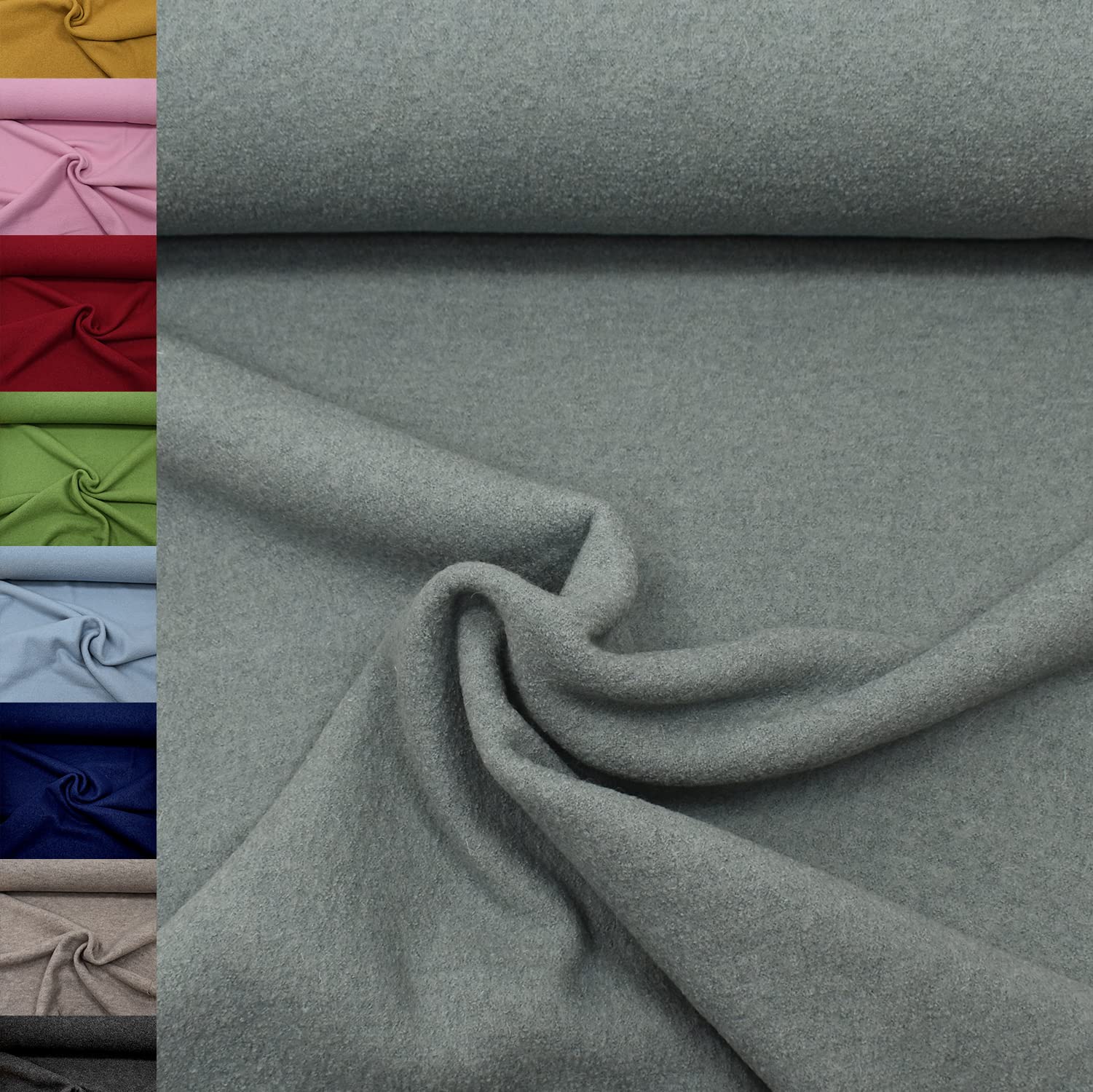 MAGAM-Stoffe Walkloden Wollstoff 100% reine Schurwolle Meterware 50cm (11. Grün)