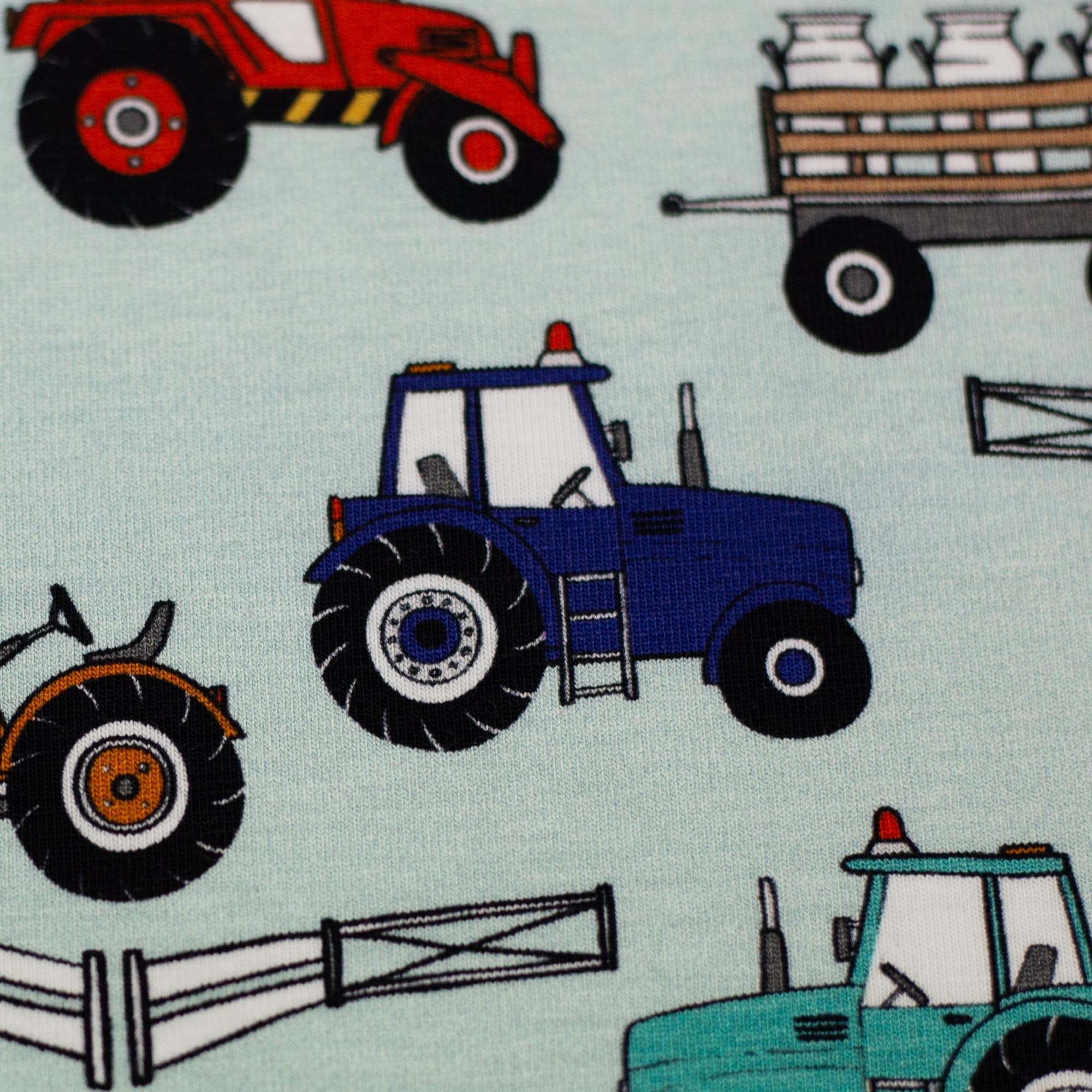 MAGAM-Stoffe Bunte Traktoren Jersey Stoff Kinderstoff OEKO-TEX Meterware 50cm (Dunkelblau)