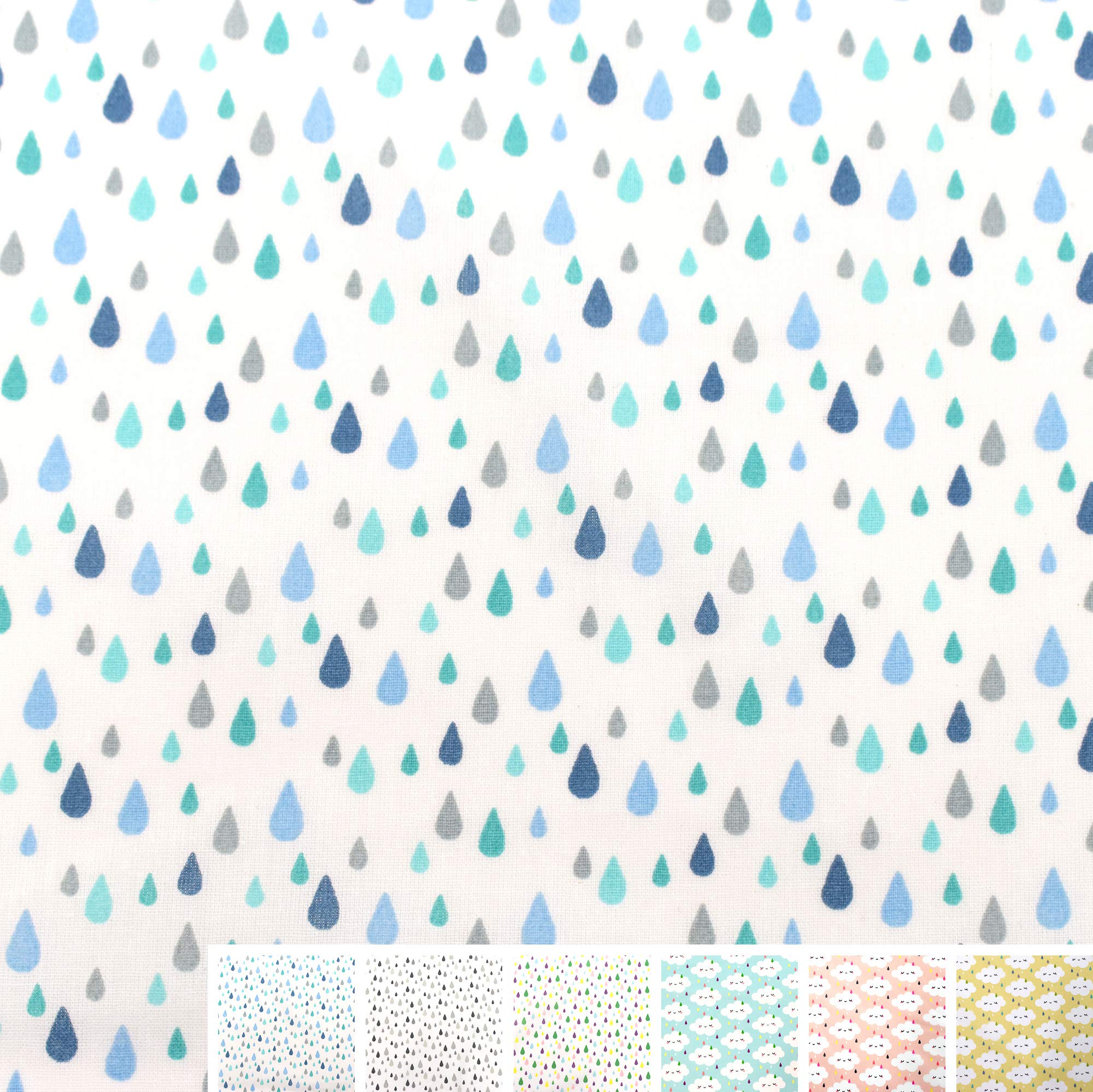 MAGAM-Stoffe Zucker-Regen Baumwollstoff Kinderstoff Oeko-Tex Meterware 50cm (Wolke gelb)