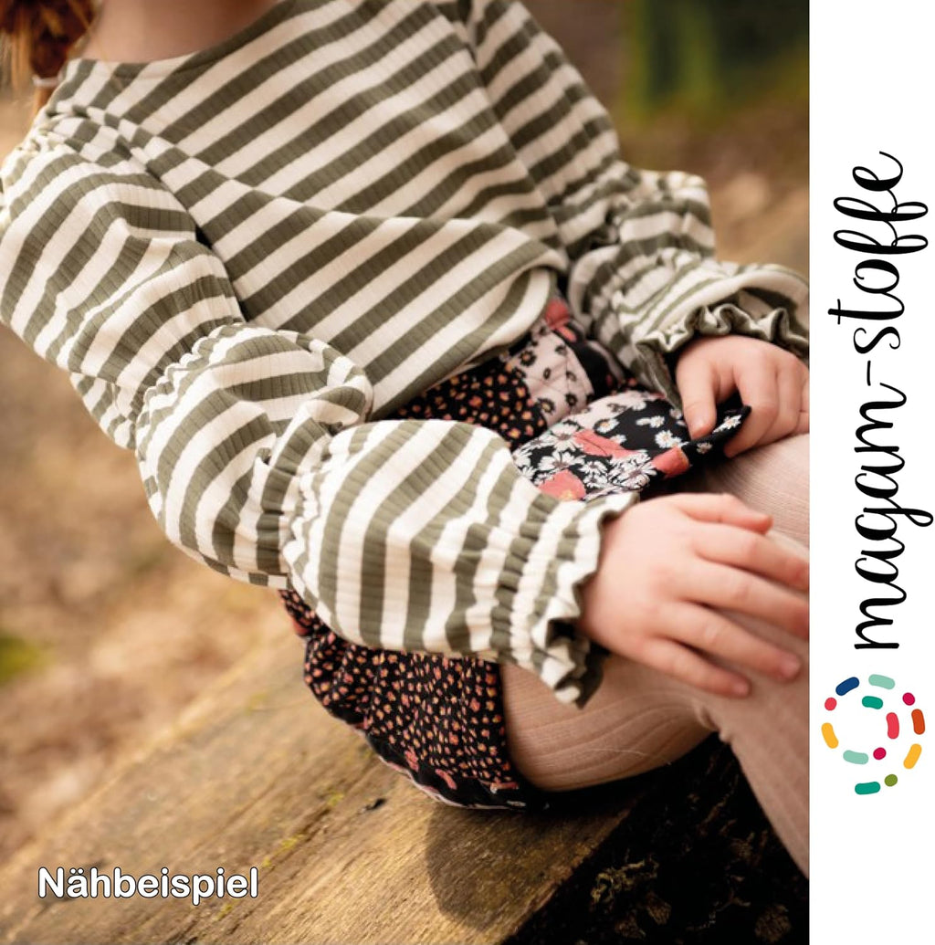 MAGAM-Stoffe Joe Rippen Streifen Jersey Mode Stoff Meterware 50cm (Dunkelblau)