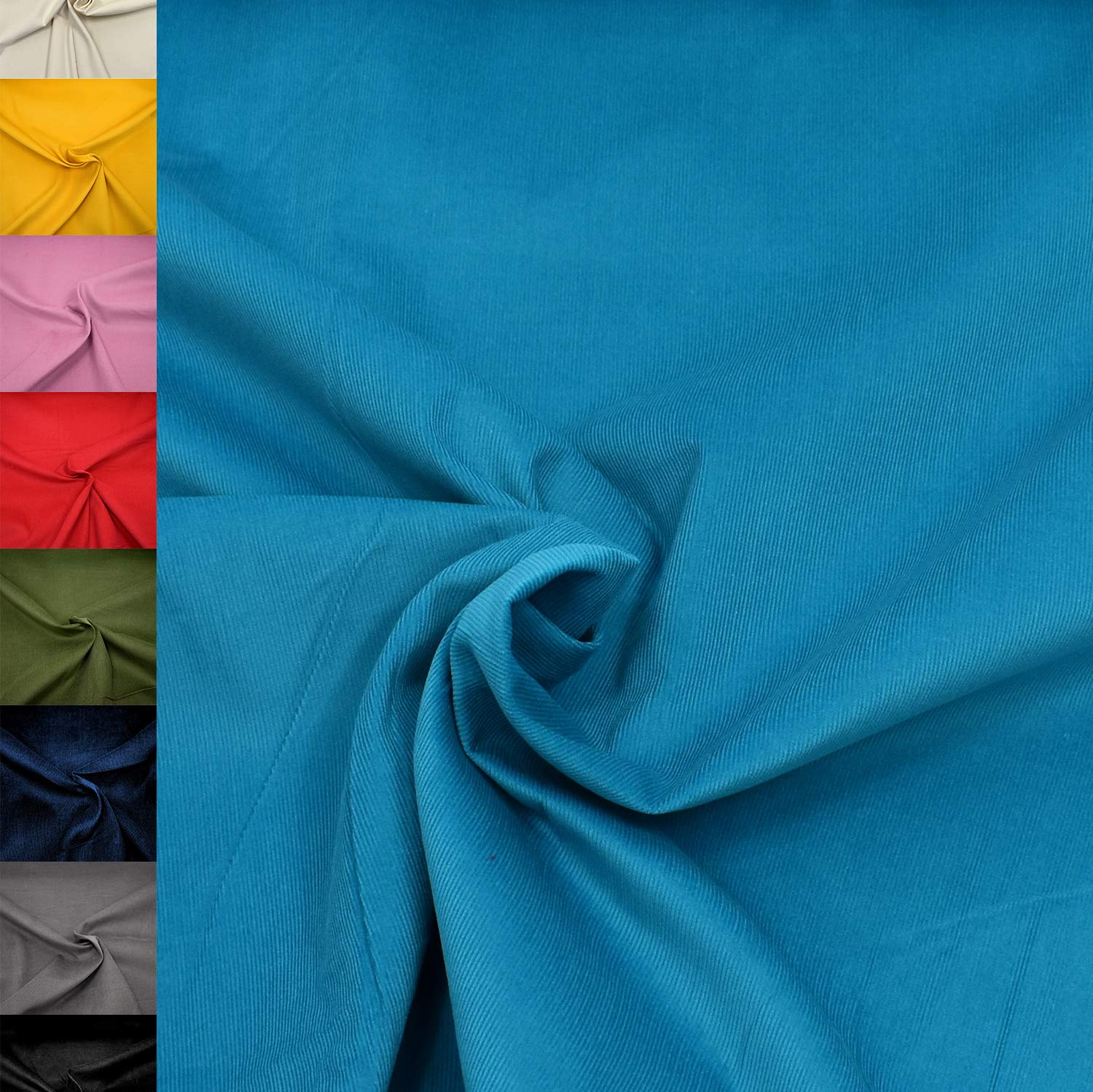 MAGAM-Stoffe Lasse Babycord Feincord Stoff uni 100% Baumwolle Meterware 50cm (07. Haselnuss-Grün)