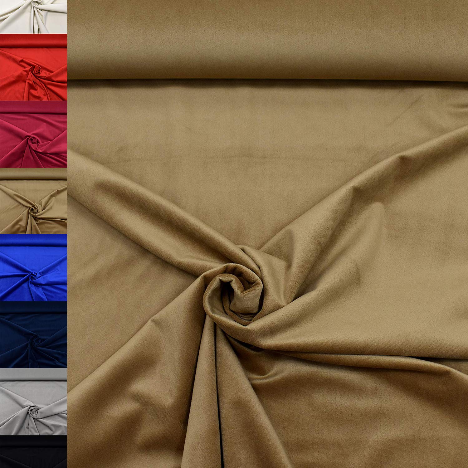 MAGAM-Stoffe Amira Samt Stoff strapazierfähig weich Kleidung Polster Meterware 50cm (04. Camel hell)