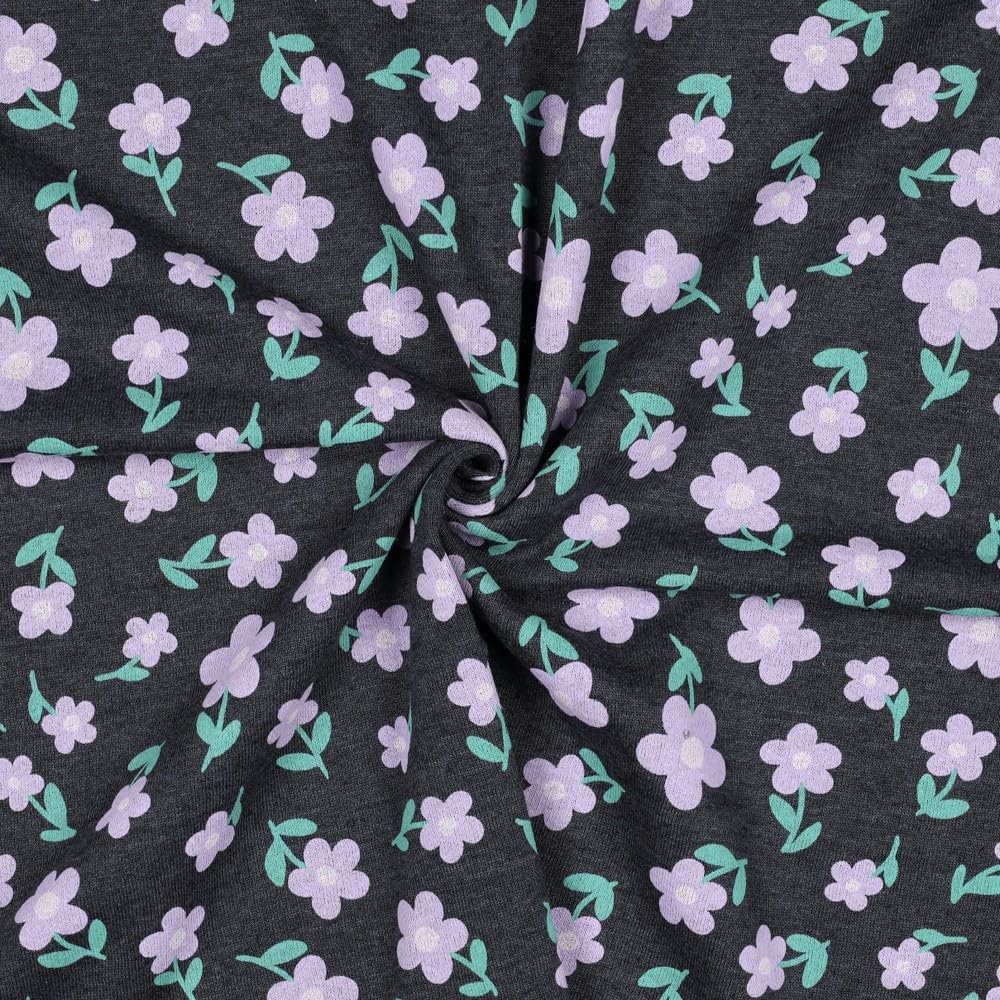 MAGAM-Stoffe Amsterdam warmer weicher Blumen Sweat Stoff OEKO-TEX Meterware 50cm (Indigo blau meliert)