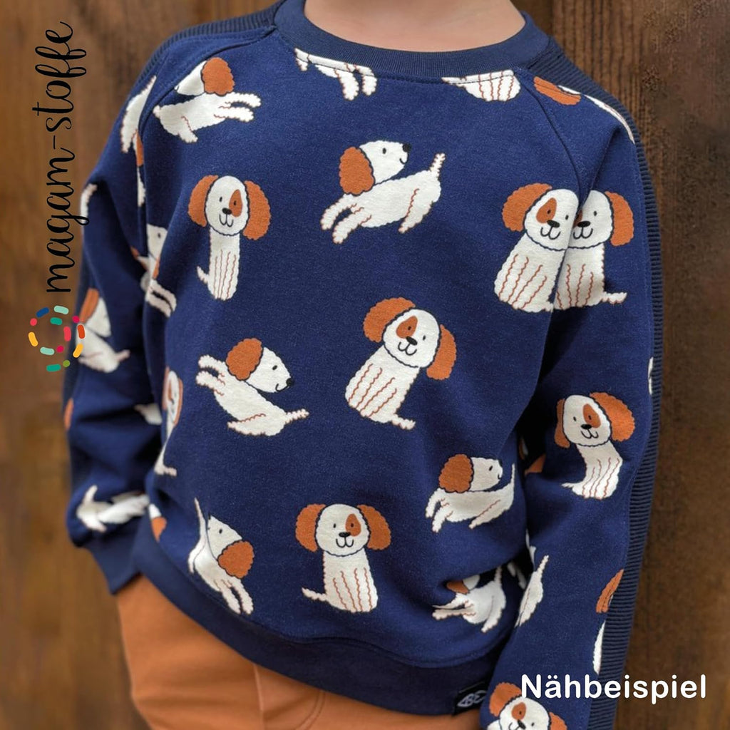 MAGAM-Stoffe Kobi Kinder Sweat Stoff Hunde OEKO-TEX Meterware ab 50cm (Flieder)