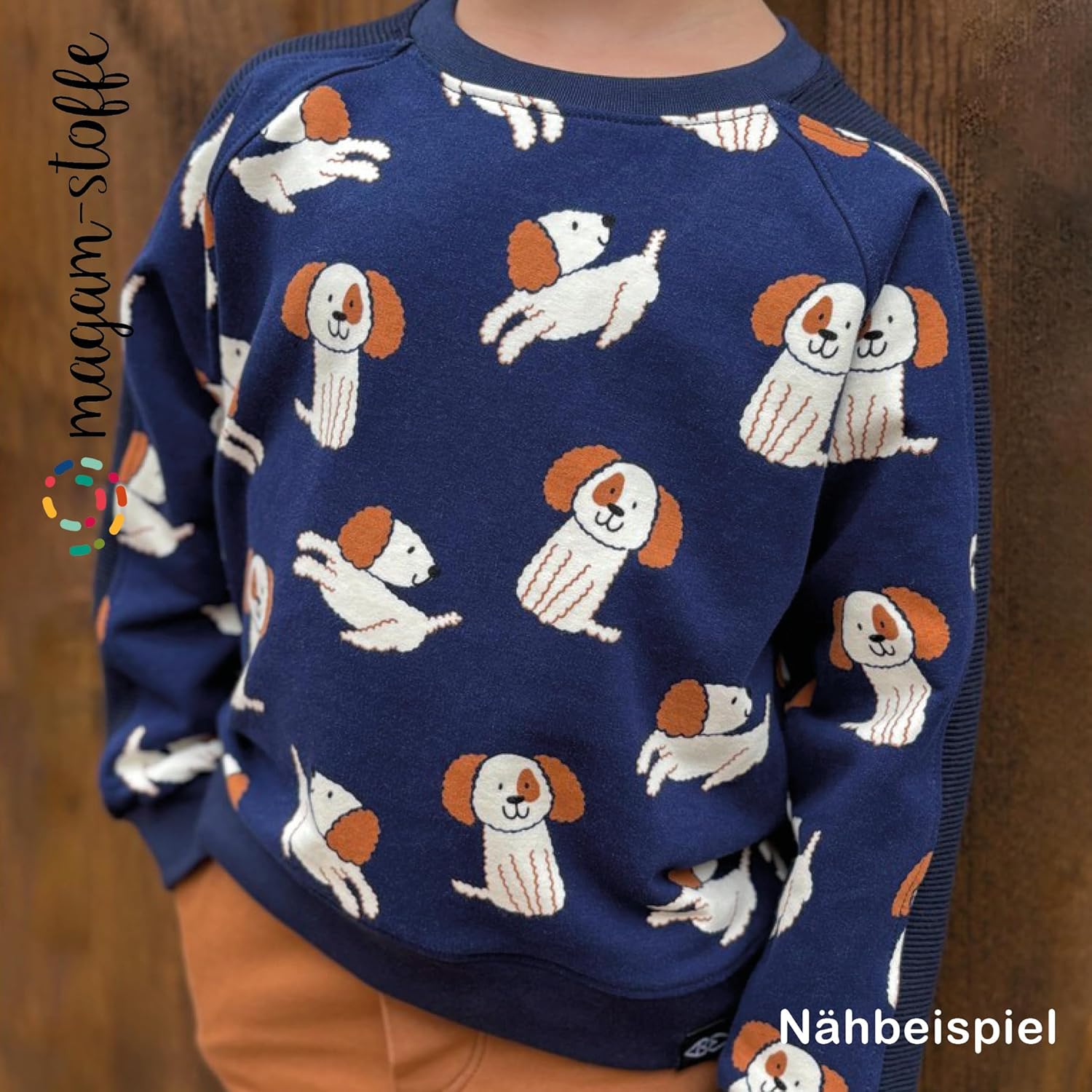 MAGAM-Stoffe Kobi Kinder Sweat Stoff Hunde OEKO-TEX Meterware ab 50cm (Flieder)