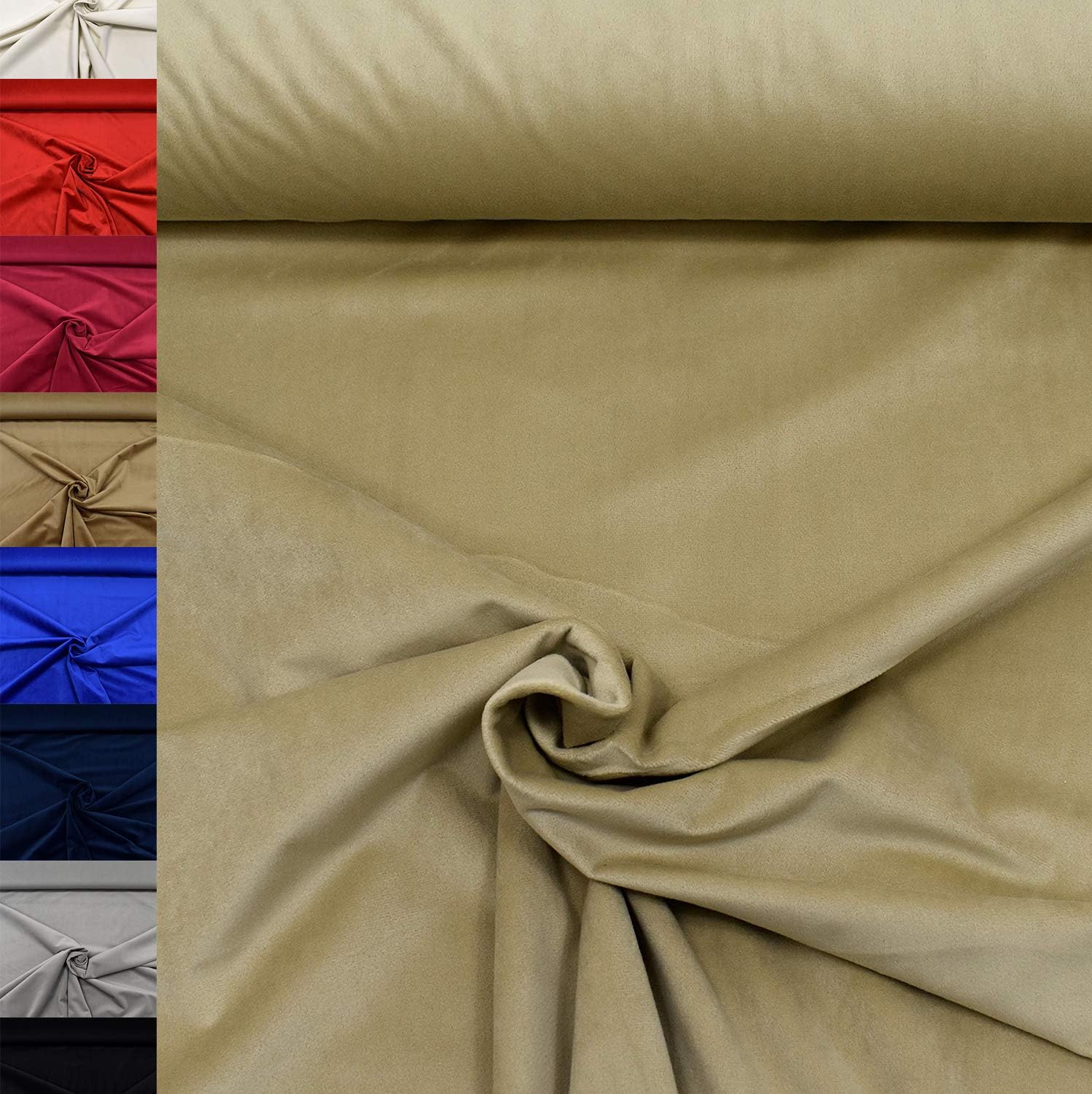 MAGAM-Stoffe Amira Samt Stoff strapazierfähig weich Kleidung Polster Meterware 50cm (04. Camel hell)