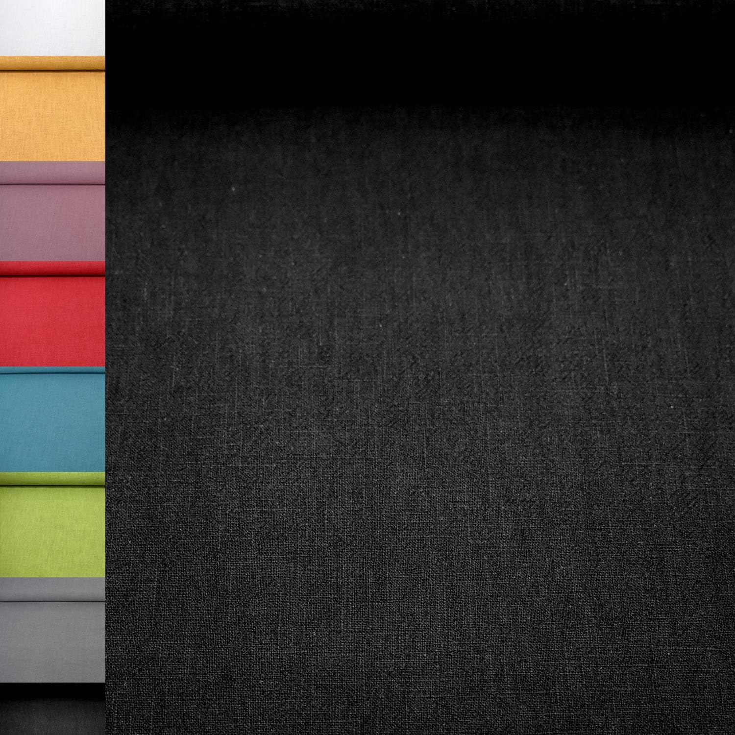 MAGAM-Stoffe Helena Bauernleinen 100% Leinen Stoff Uni Oeko-Tex Meterware 50cm (13. Schwarz)