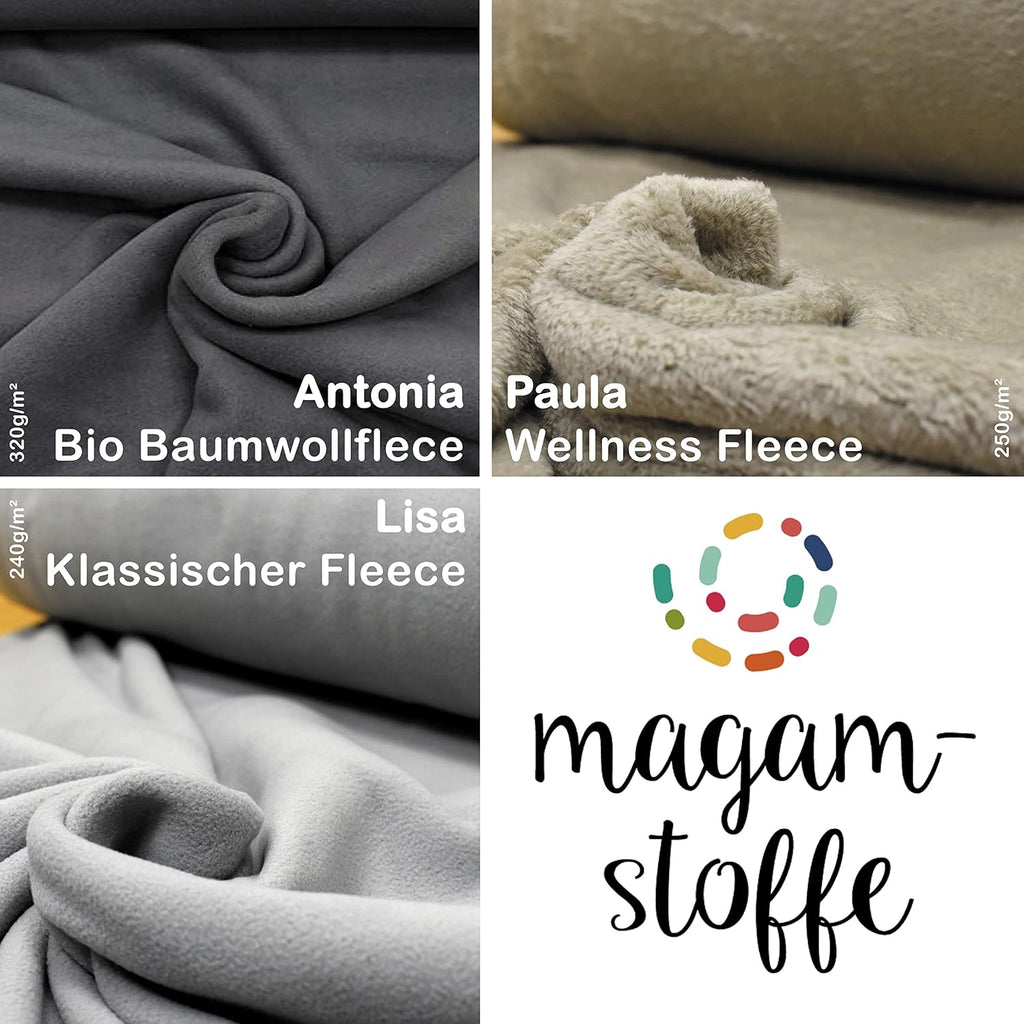 MAGAM-Stoffe Antonia Bio Fleece Stoff 100% Baumwolle Meterware 50cm (5. Petrol)
