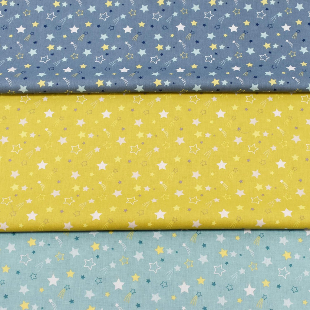 MAGAM-Stoffe Funkelnde Sterne Baumwollstoff Oeko-Tex Meterware 50cm (02. Senf)