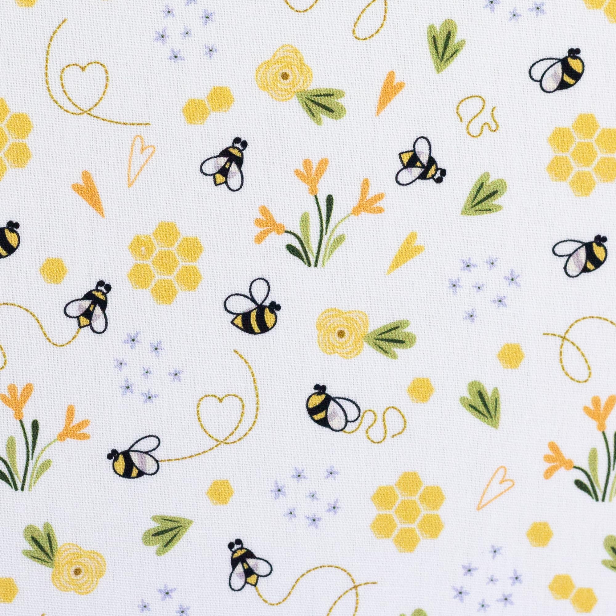 MAGAM-Stoffe Niklas Kinder Baumwollstoff ÖKO-TEX Meterware ab 50cm (Bienen gelb)