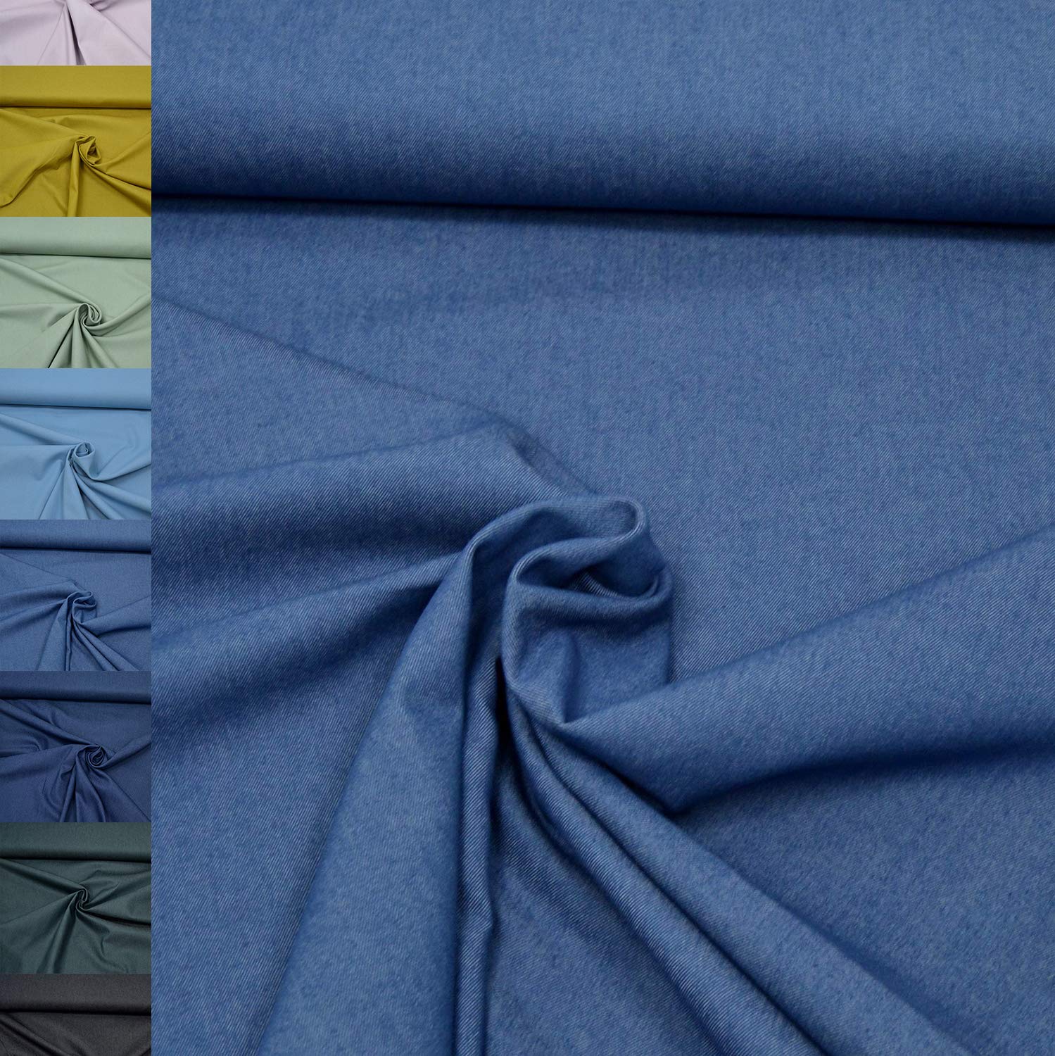 MAGAM-Stoffe Henri fester Jeansstoff uni Denim OEKO-TEX Meterware 50cm (13. Grau)