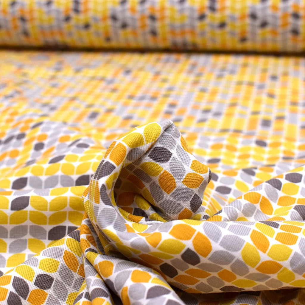 MAGAM-Stoffe Falko Retro Jersey Kinder Stoff Oeko-Tex Meterware 50cm (Gelb)