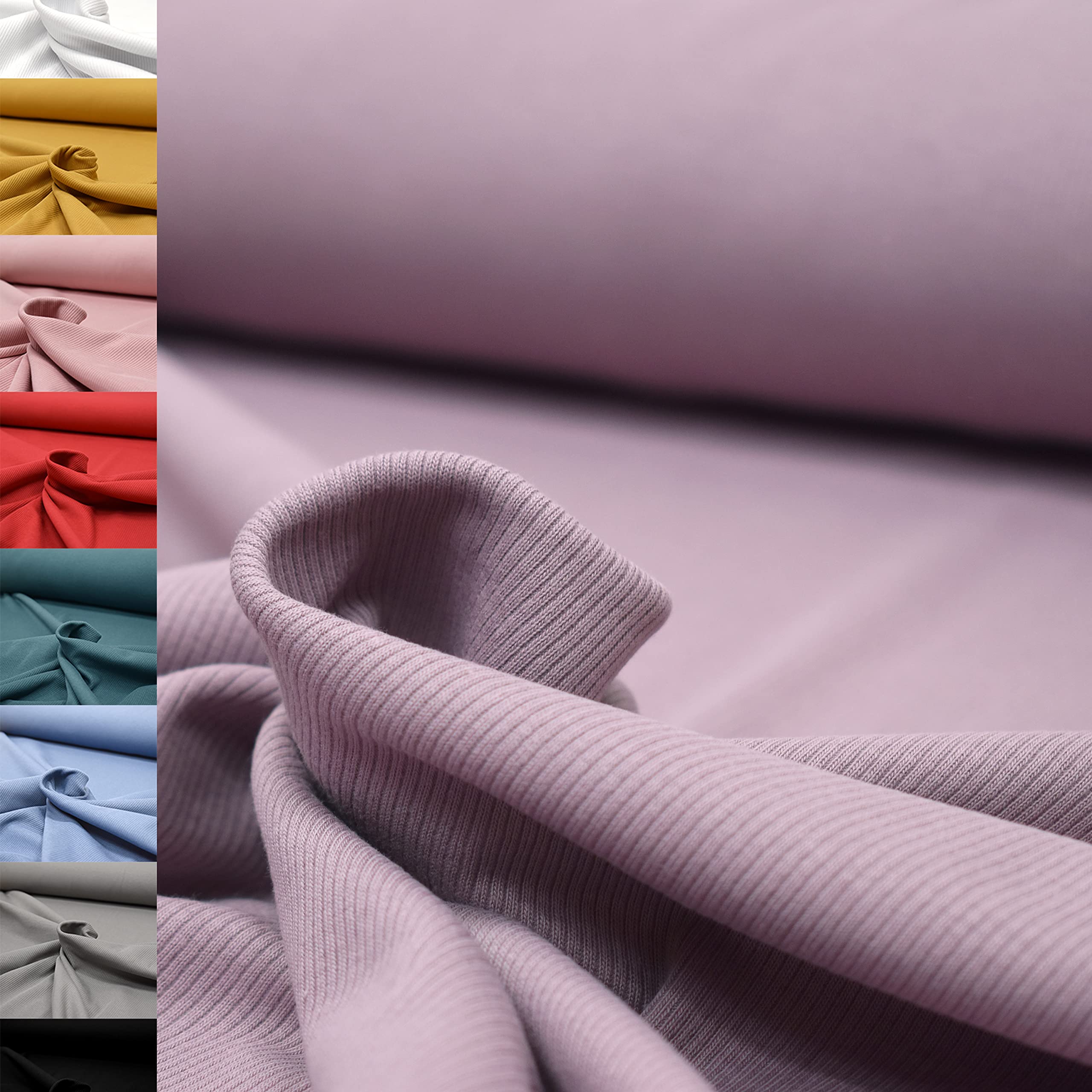 MAGAM-Stoffe Matteo Rippen Jersey Mode Stoff Meterware 50cm (Fiona Blümchen lila)