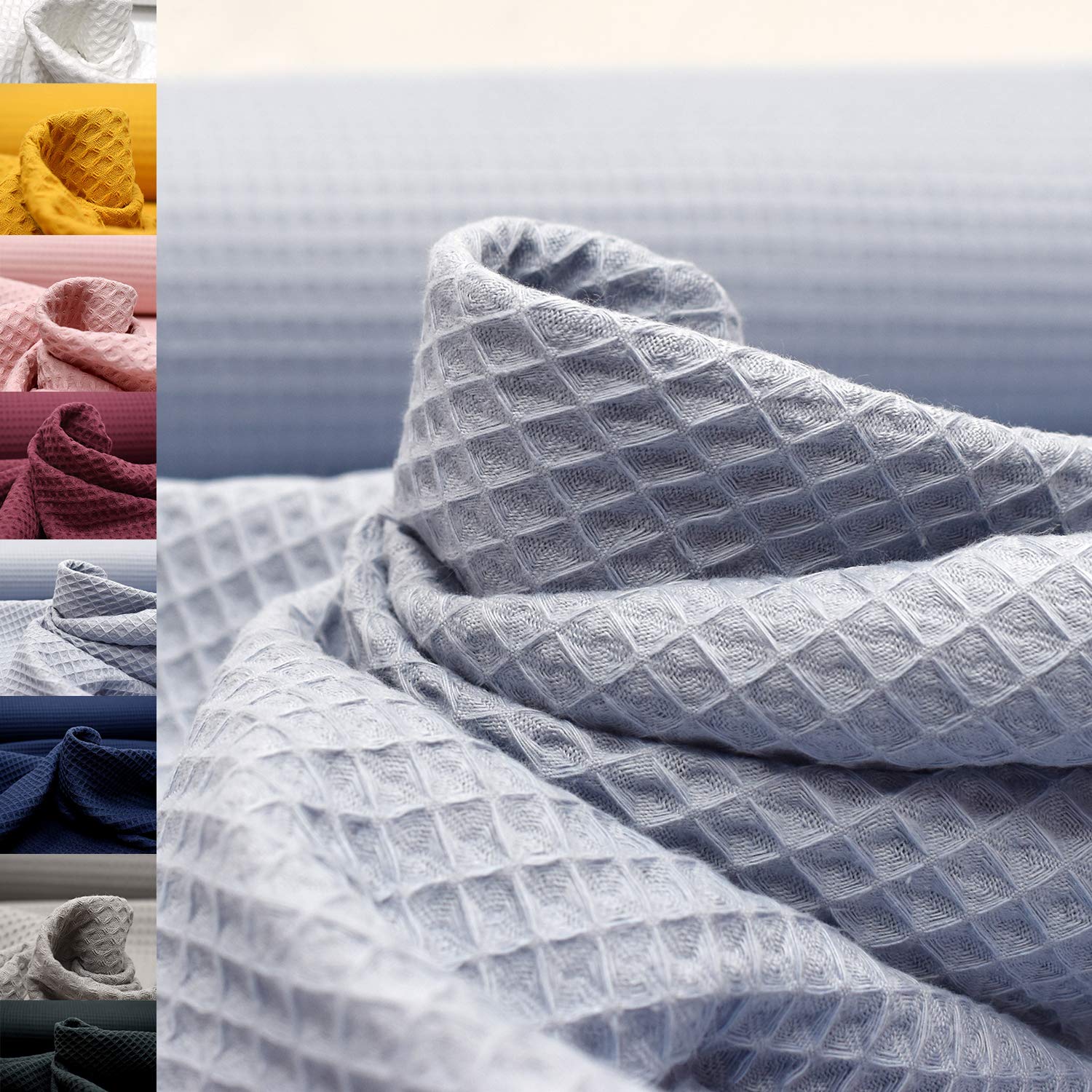 MAGAM-Stoffe Ella Waffel Stoff 100% Baumwollstoff Oeko-Tex Meterware 50cm (16. Aubergine)