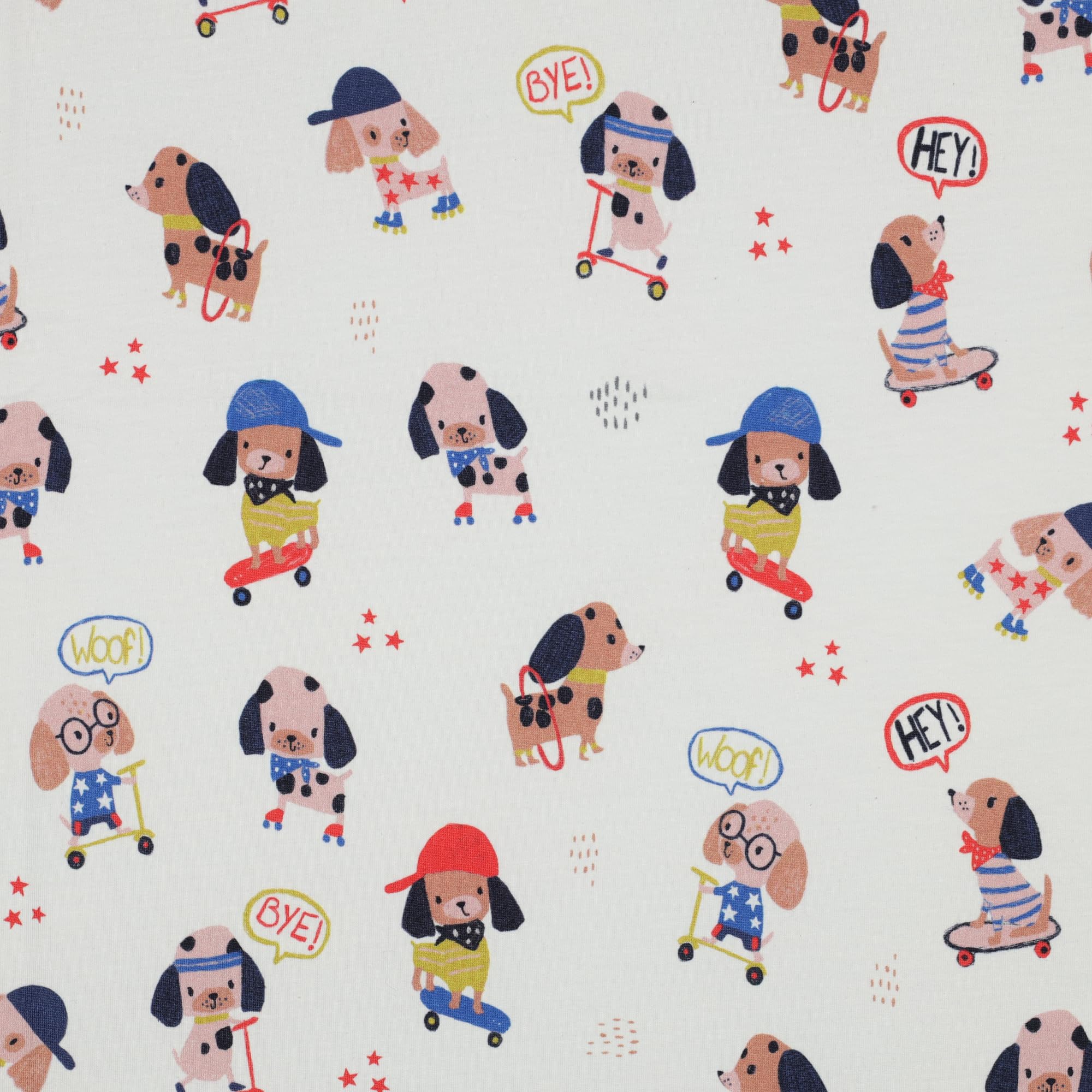 MAGAM-Stoffe Coole Hunde Jersey Baby Kinder Stoff OEKO-TEX Meterware 50cm (Navy)