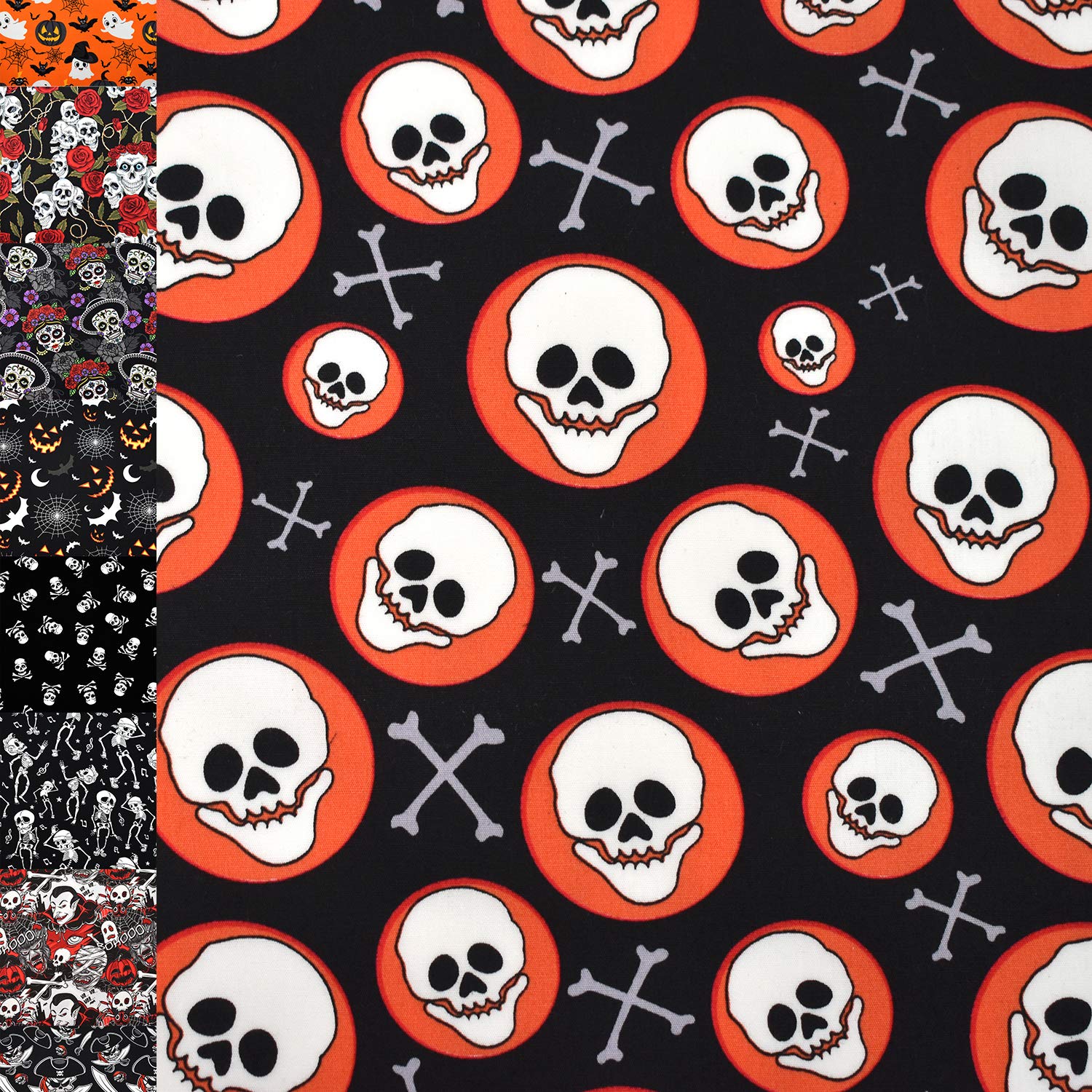 MAGAM-Stoffe Jack Baumwollstoff Popeline Halloween Piraten Skulls Meterware 50cm (Kleine Piraten Totenköpfe)