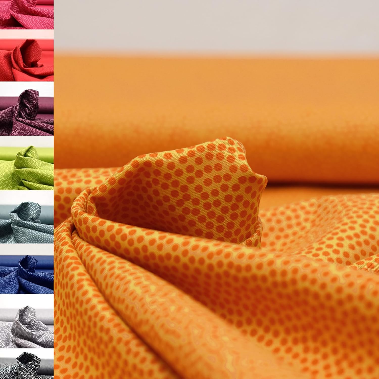 MAGAM-Stoffe Keno Tupfen Baumwollstoff Oeko-Tex Meterware 50cm (02. Orange)