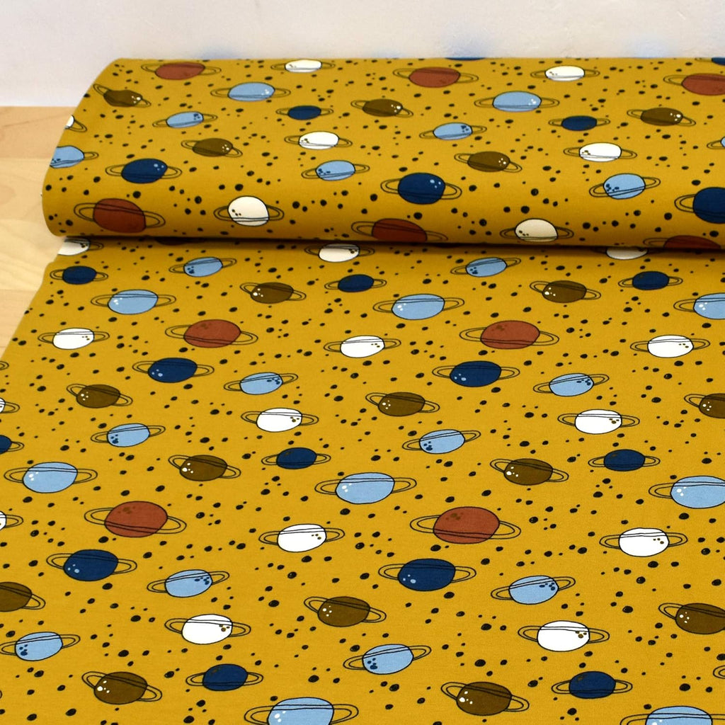 MAGAM-Stoffe Weltraum Wunder Jersey Kinder Stoff Oeko-Tex Meterware 50cm (Ocker)
