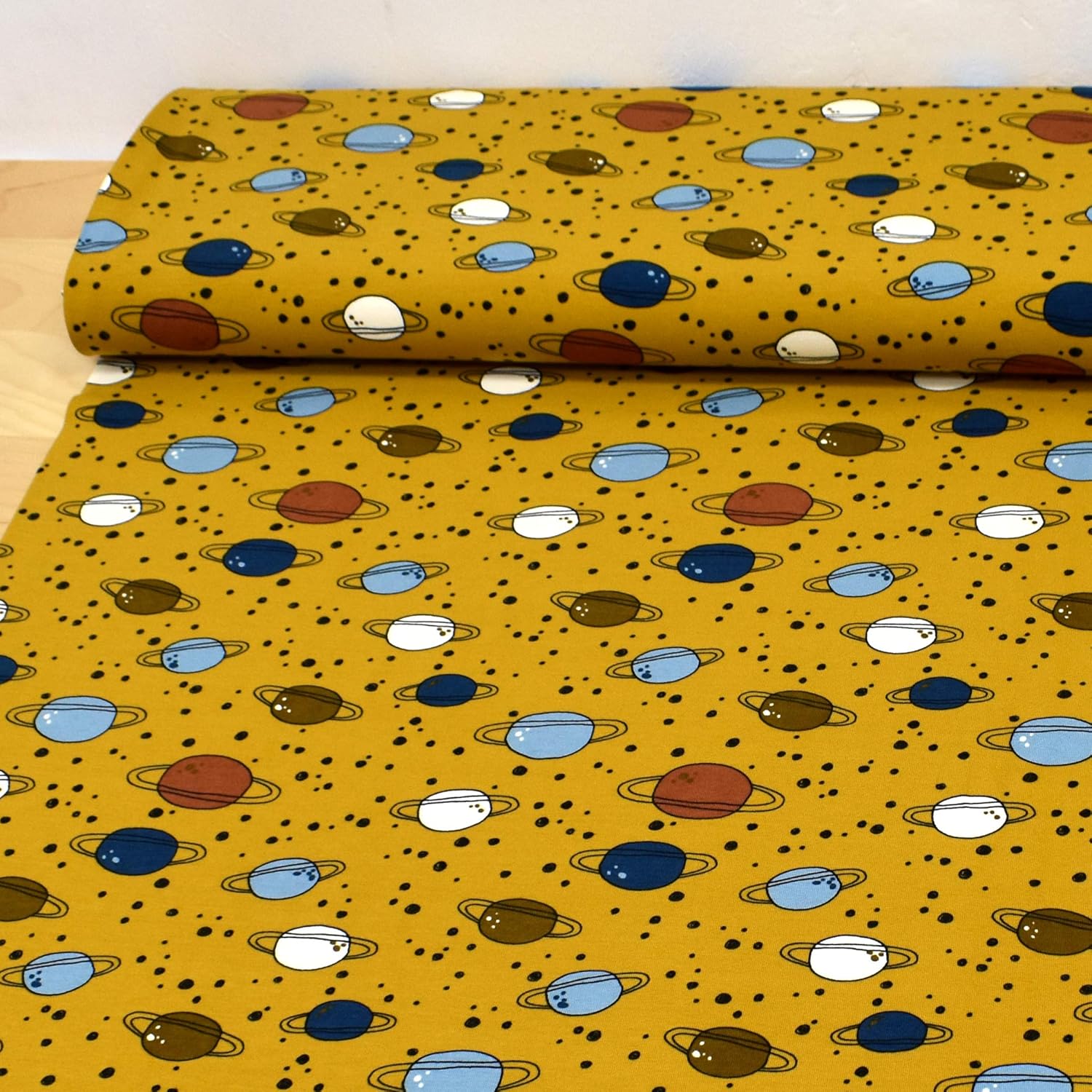 MAGAM-Stoffe Weltraum Wunder Jersey Kinder Stoff Oeko-Tex Meterware 50cm (Ocker)
