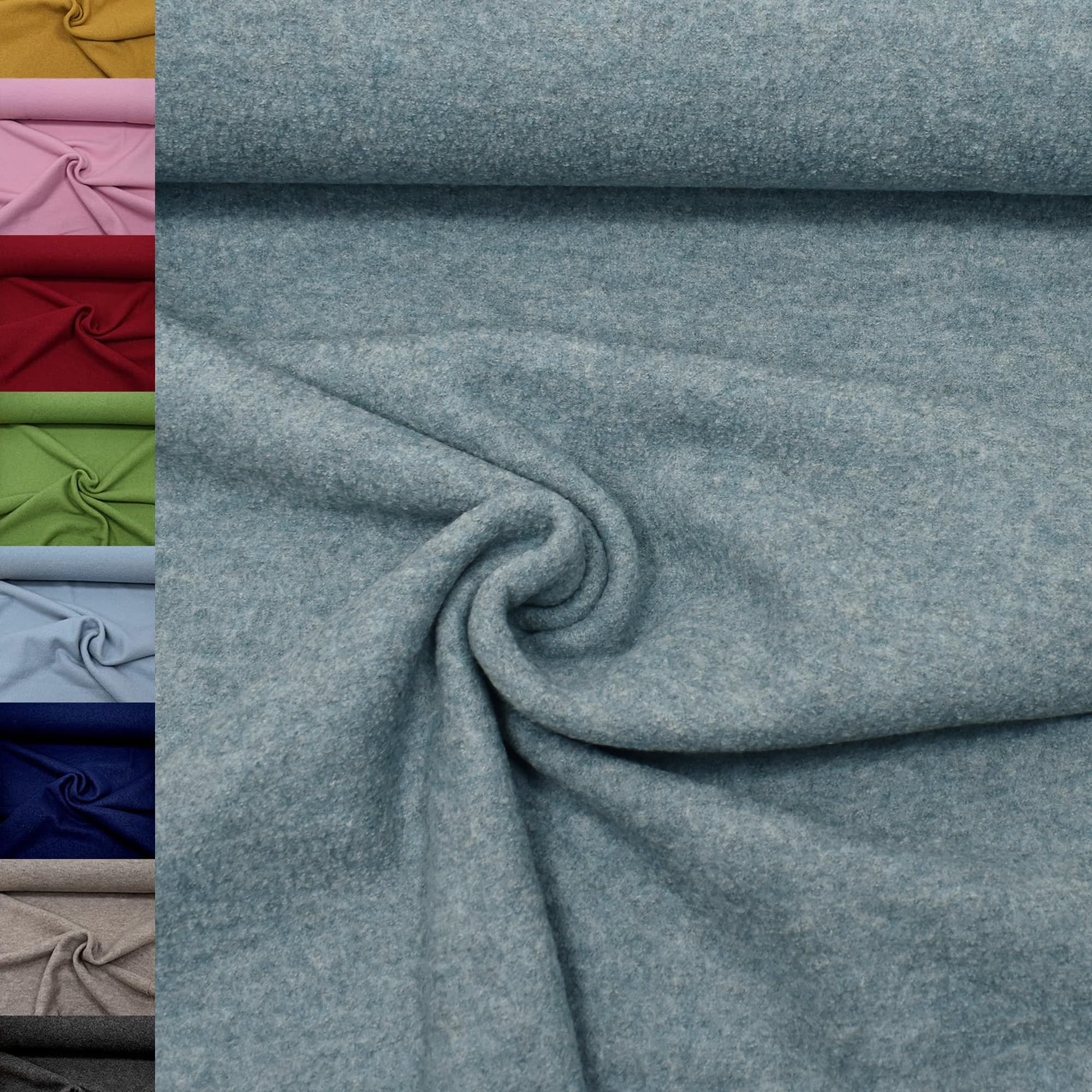 MAGAM-Stoffe Walkloden Wollstoff 100% reine Schurwolle Meterware 50cm (11. Grün)