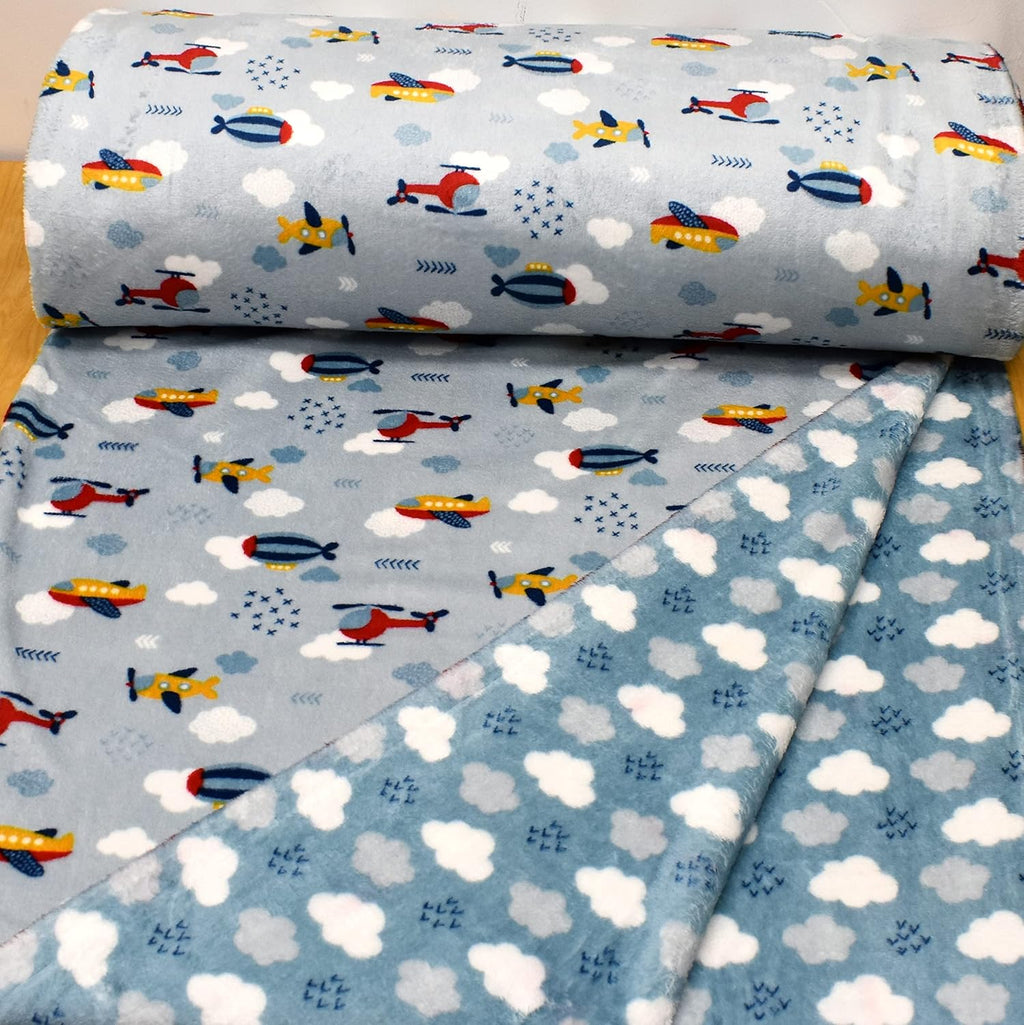 MAGAM-Stoffe Simon Luftfahrt Wellness Fleece Stoff Meterware 50cm