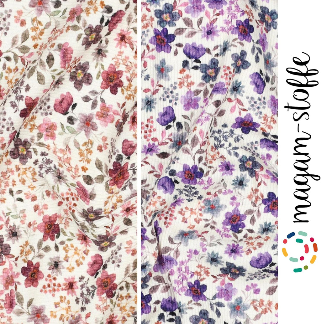 MAGAM-Stoffe Fiona Rippen Jersey Mode Stoff aus Niederlande Meterware 50cm (Lila)