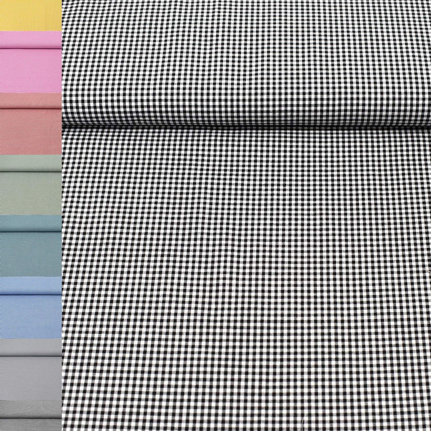 MAGAM-Stoffe Mona Vichy-Karo klein Baumwollstoff Oeko-Tex Meterware 50cm (20. Schwarz)