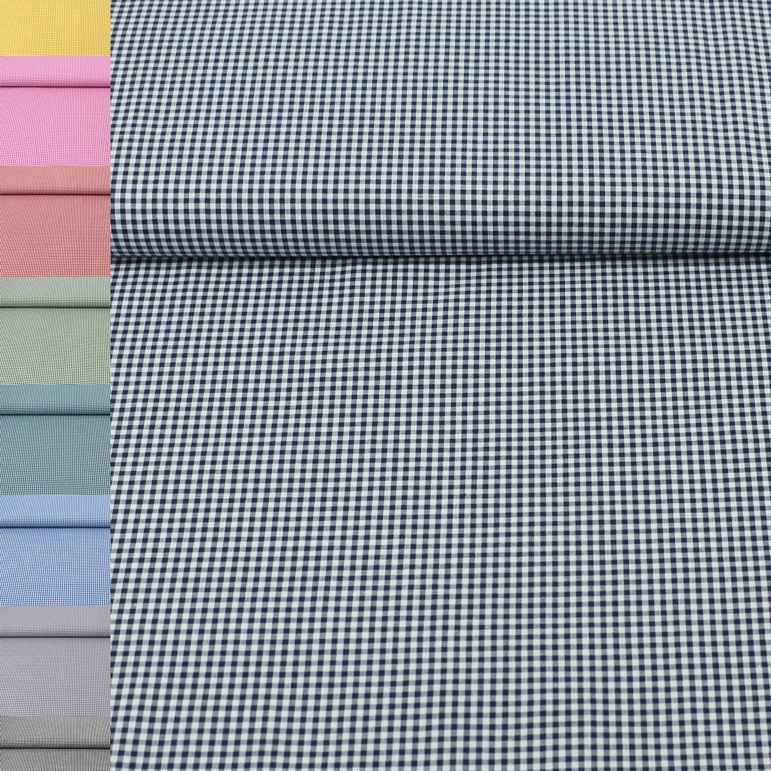 MAGAM-Stoffe Mona Vichy-Karo klein Baumwollstoff Oeko-Tex Meterware 50cm (20. Schwarz)