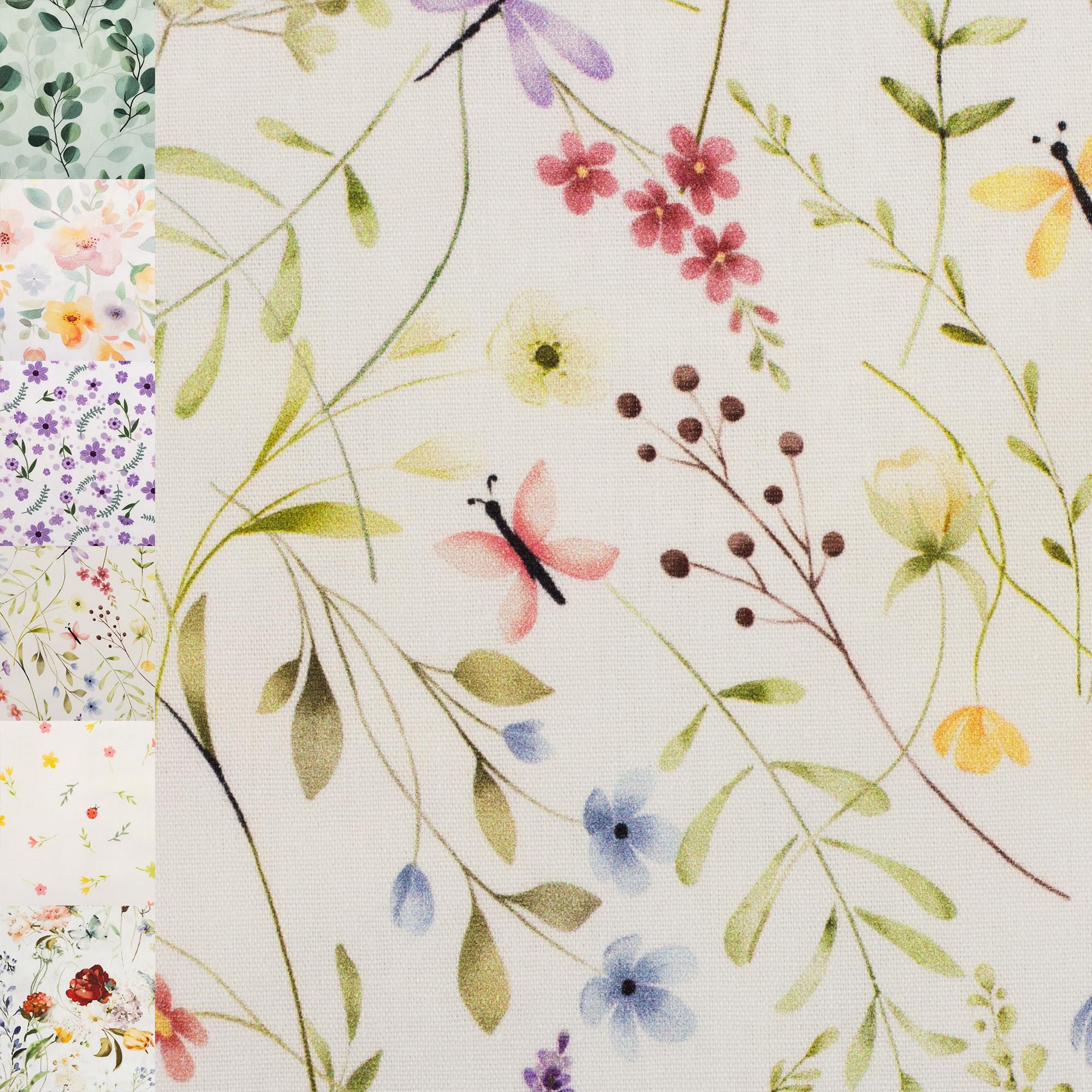 MAGAM-Stoffe Emma Blumen Baumwollstoff ÖKO-TEX Meterware ab 50cm (Marienkäfer)