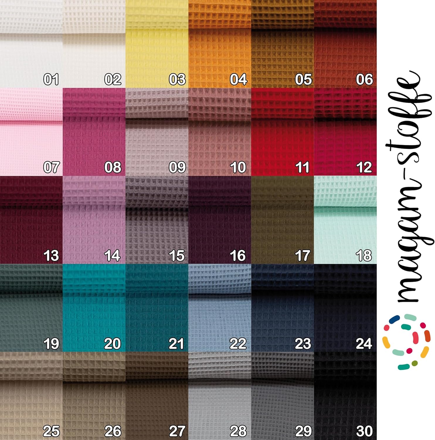 MAGAM-Stoffe Ella Waffel Stoff 100% Baumwollstoff Oeko-Tex Meterware 50cm (16. Aubergine)