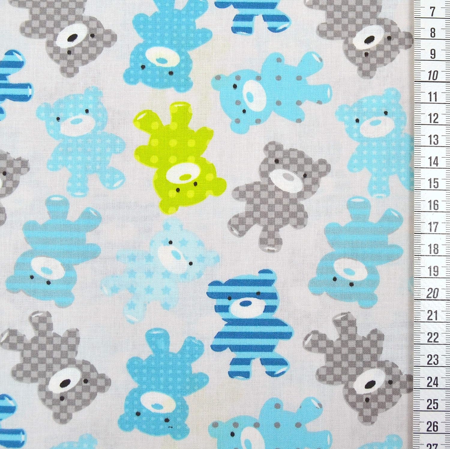 MAGAM-Stoffe Ruby Bärchen Baumwollstoff bunt Oeko-Tex Meterware 50cm (1. Grün Mint)