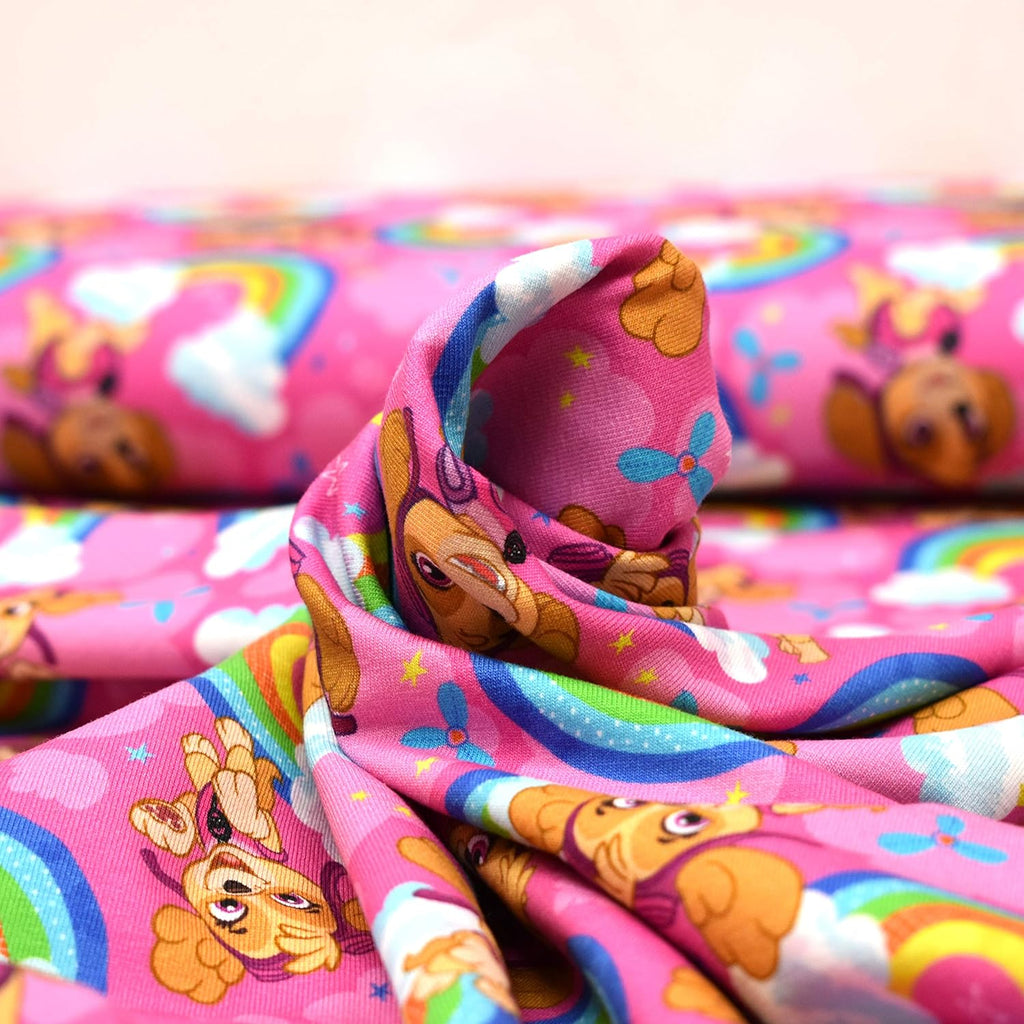 MAGAM-Stoffe Paw Jersey Kinder Stoff Oeko-Tex Meterware 50cm (12. Sky Regenbogen)