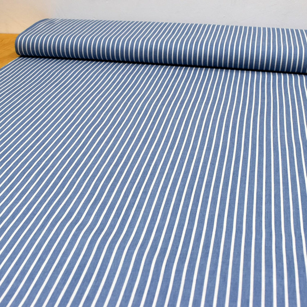 MAGAM-Stoffe Carlo Jeans Stoff aus 100% Baumwolle Meterware 50cm (Streifen hellblau)