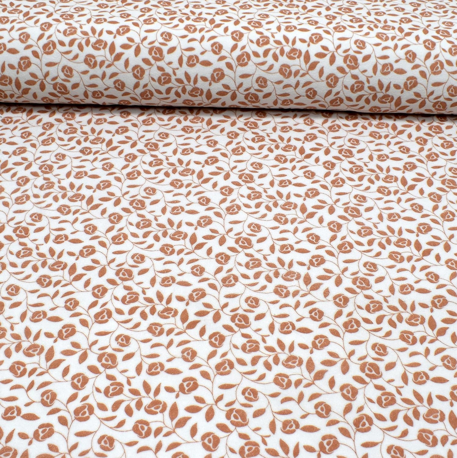 MAGAM-Stoffe Juna Nicki Kinder Stoff Oeko-Tex Meterware 50cm (Blumenranken weiß)