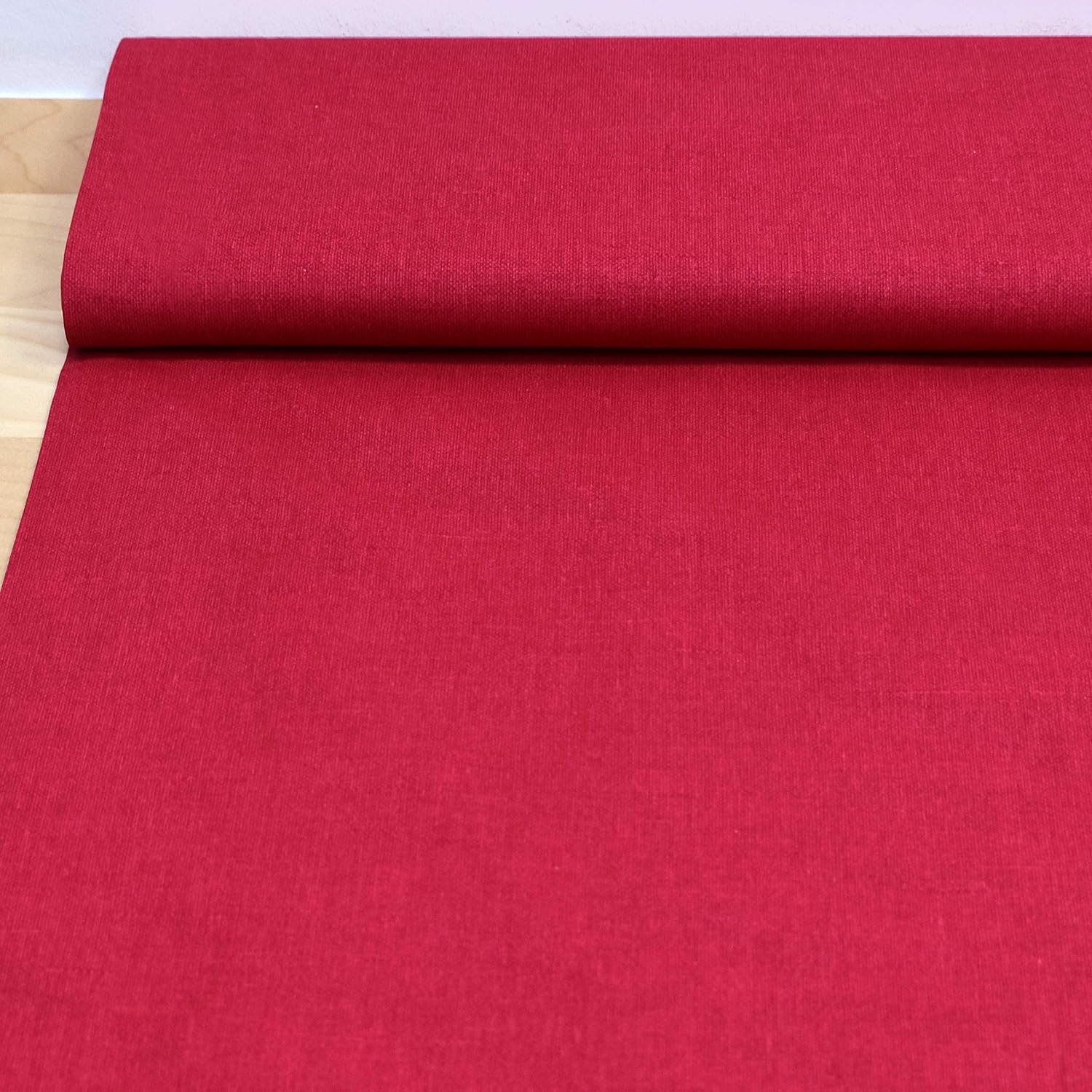 MAGAM-Stoffe Nele Baumwollstoff mit Leinen-Optik Oeko-Tex Meterware 50cm (04. Beeren-Rot)