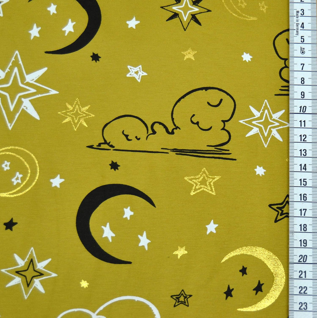 MAGAM-Stoffe Gute Nacht Jersey Stoff Kinderstoff Oeko-Tex Meterware 50cm (03. Gold)