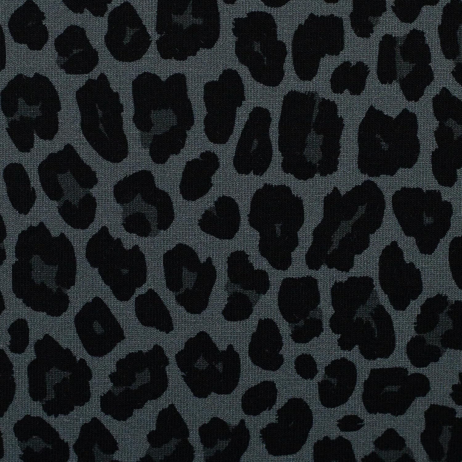 MAGAM-Stoffe Hey Leo Jersey Stoff Leo-Look Leoparden-Muster OEKO-TEX Meterware 50cm (Dunkelgrau)