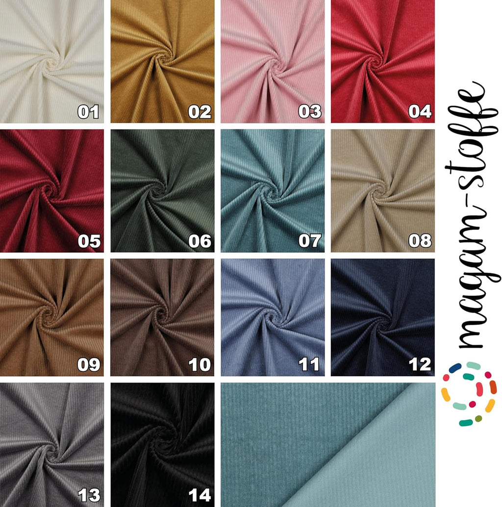 MAGAM-Stoffe Leoni Stretch Breitcord Cordstoff Bekleidung Möbel Meterware 50cm (01. Natur weiß)