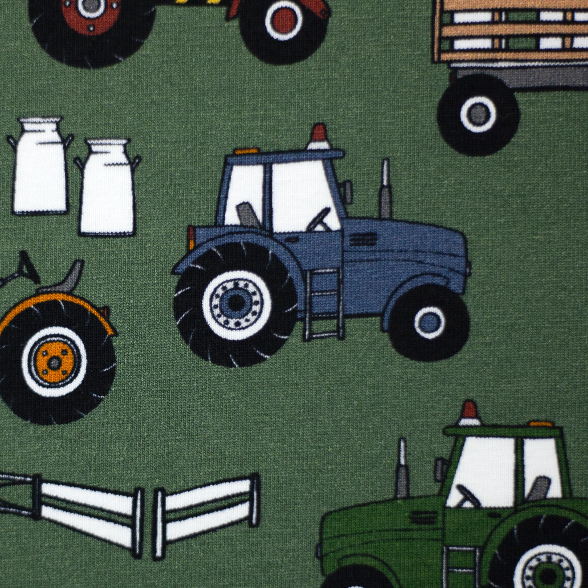 MAGAM-Stoffe Bunte Traktoren Jersey Stoff Kinderstoff OEKO-TEX Meterware 50cm (Dunkelblau)