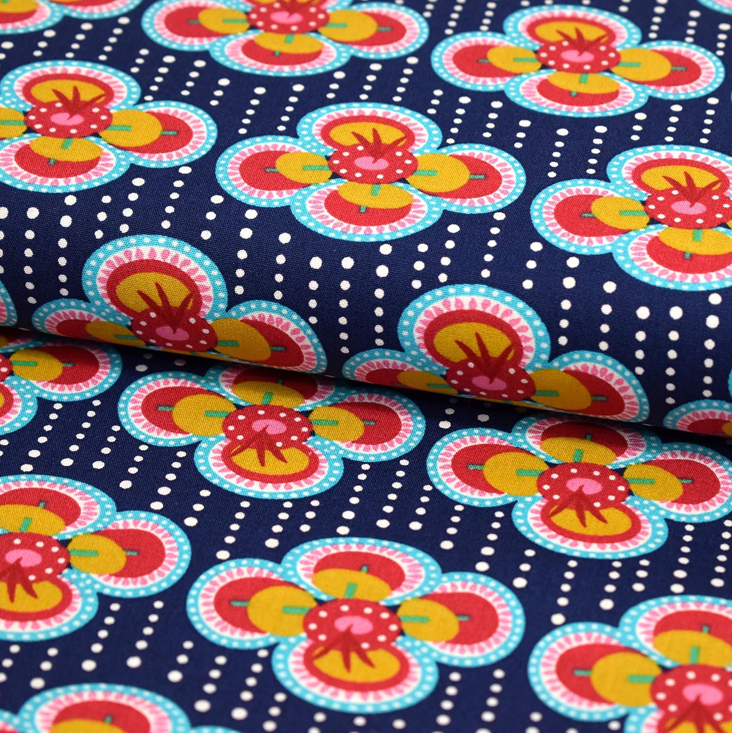 MAGAM-Stoffe Hana Blume Baumwollstoff Oeko-Tex Meterware 50cm