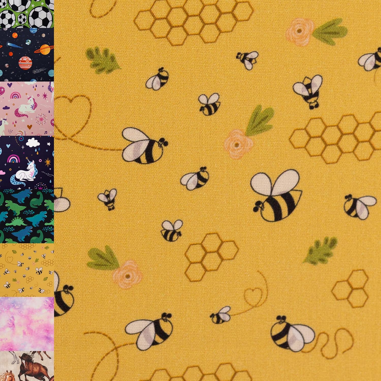 MAGAM-Stoffe Niklas Kinder Baumwollstoff ÖKO-TEX Meterware ab 50cm (Bienen gelb)