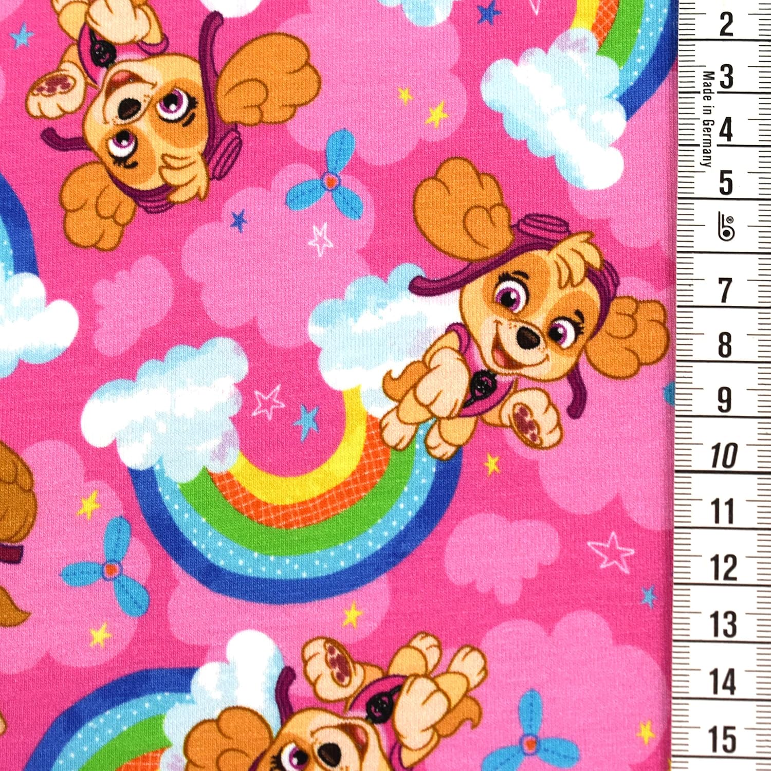 MAGAM-Stoffe Paw Jersey Kinder Stoff Oeko-Tex Meterware 50cm (12. Sky Regenbogen)