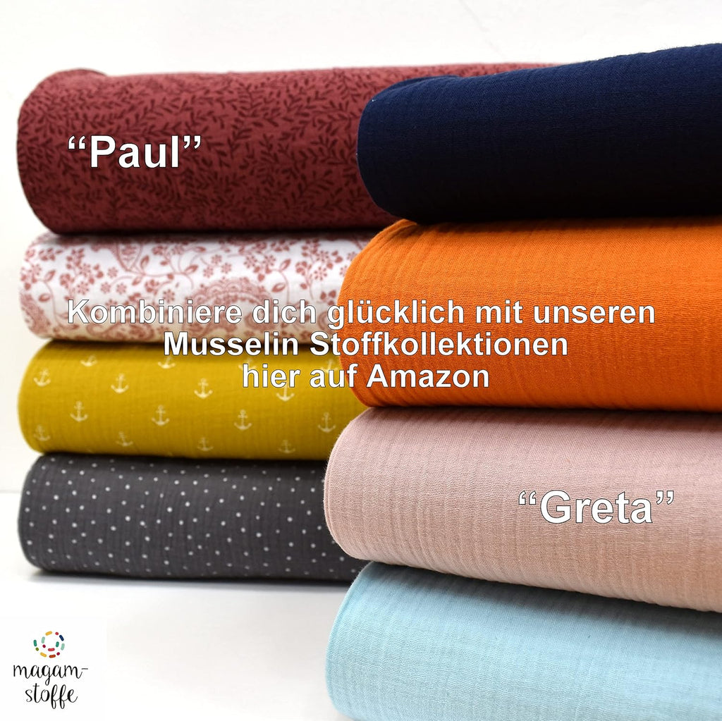 MAGAM-Stoffe Greta Musselin Stoff Double Gauze uni Oeko-Tex Meterware 50cm (07. Altrosa hell)