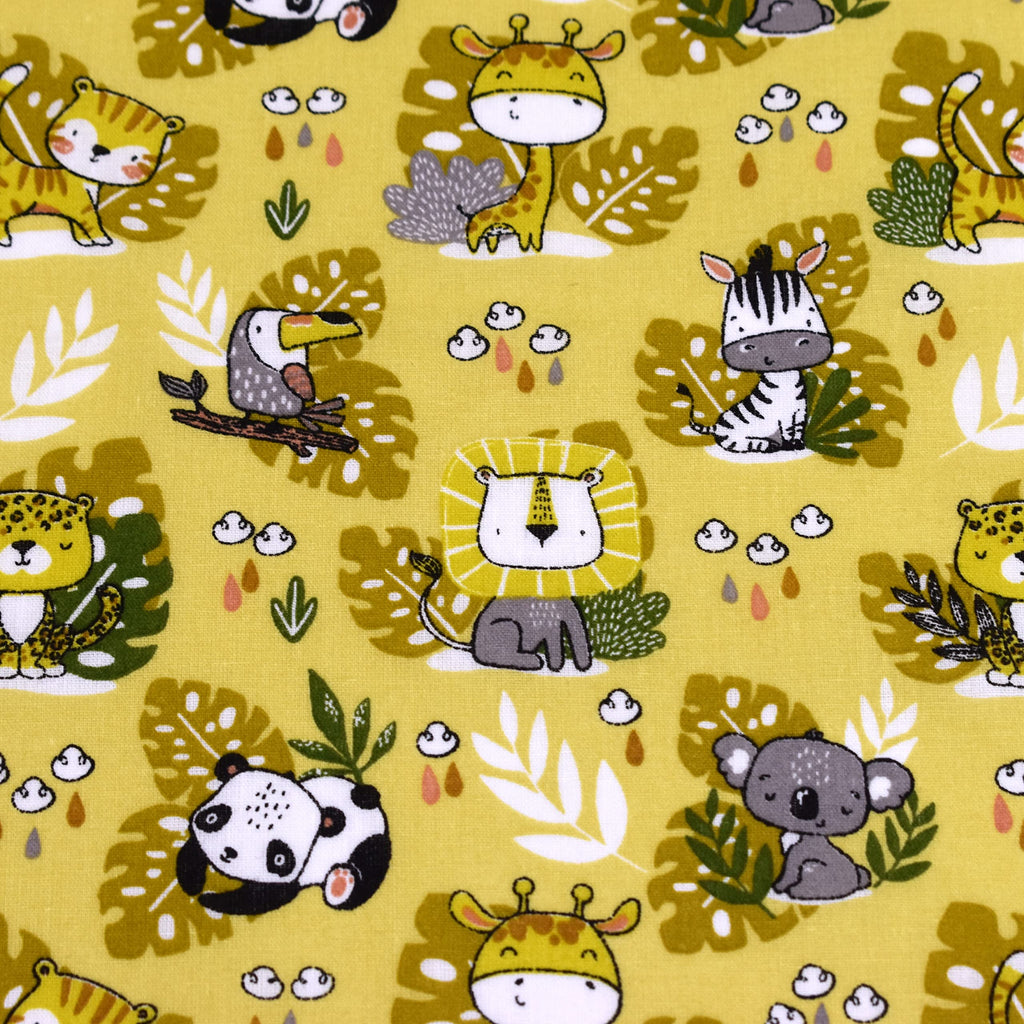 MAGAM-Stoffe Blätter Freunde Baumwollstoff Kinder Oeko-Tex Meterware 50cm (Tiere Beige)