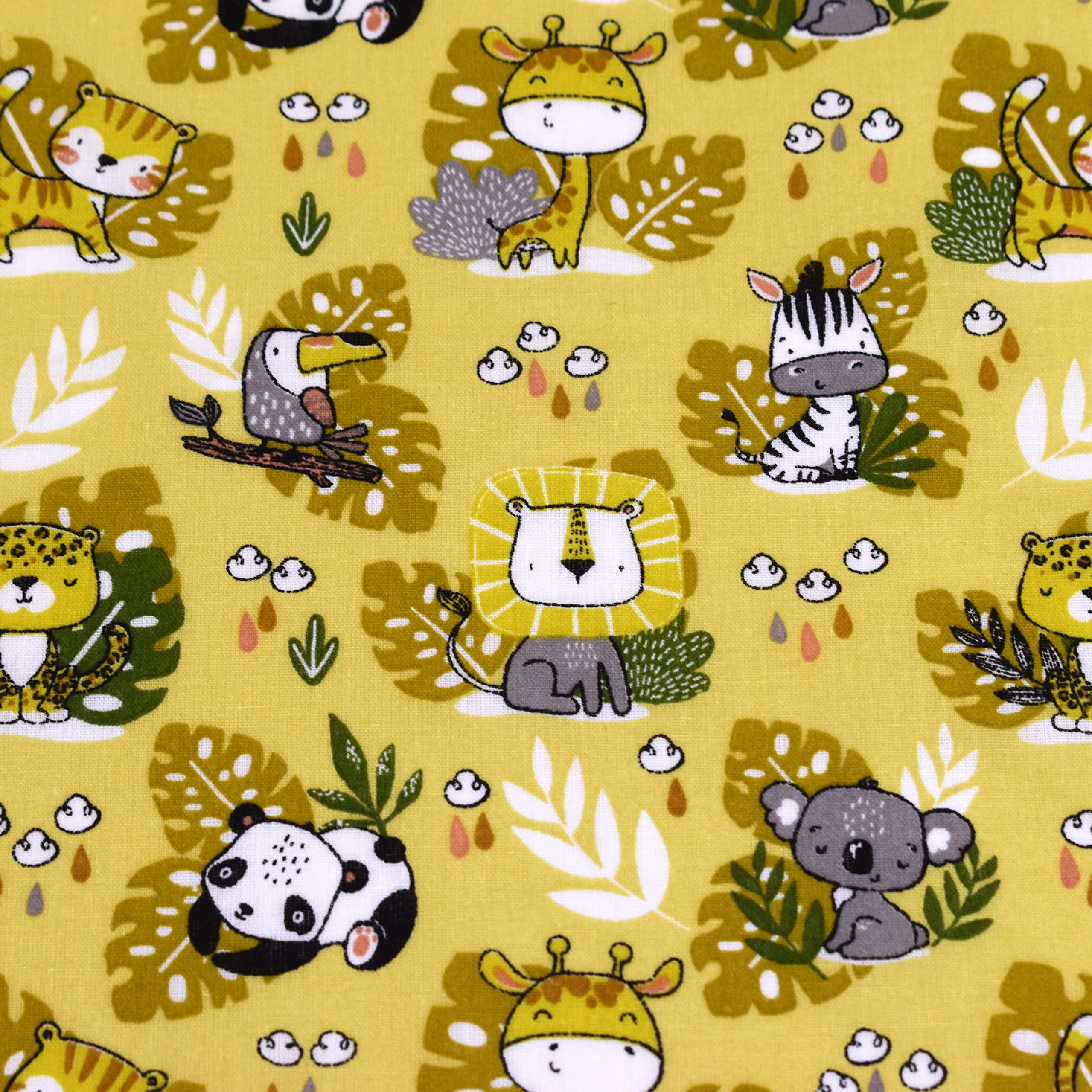 MAGAM-Stoffe Blätter Freunde Baumwollstoff Kinder Oeko-Tex Meterware 50cm (Tiere Beige)